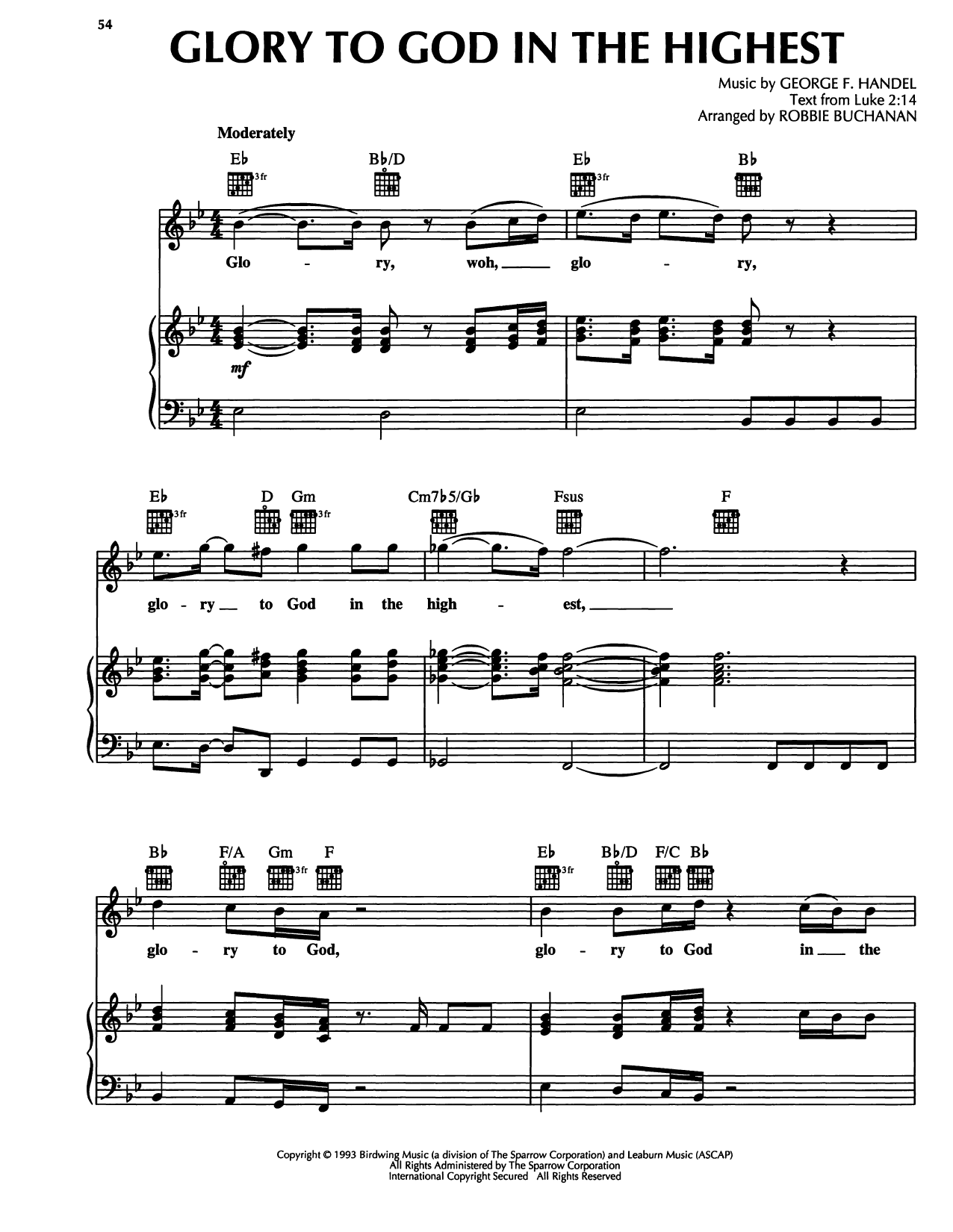 Download George Frideric Handel Glory To God In The Highest Sheet Music and learn how to play Piano, Vocal & Guitar Chords (Right-Hand Melody) PDF digital score in minutes