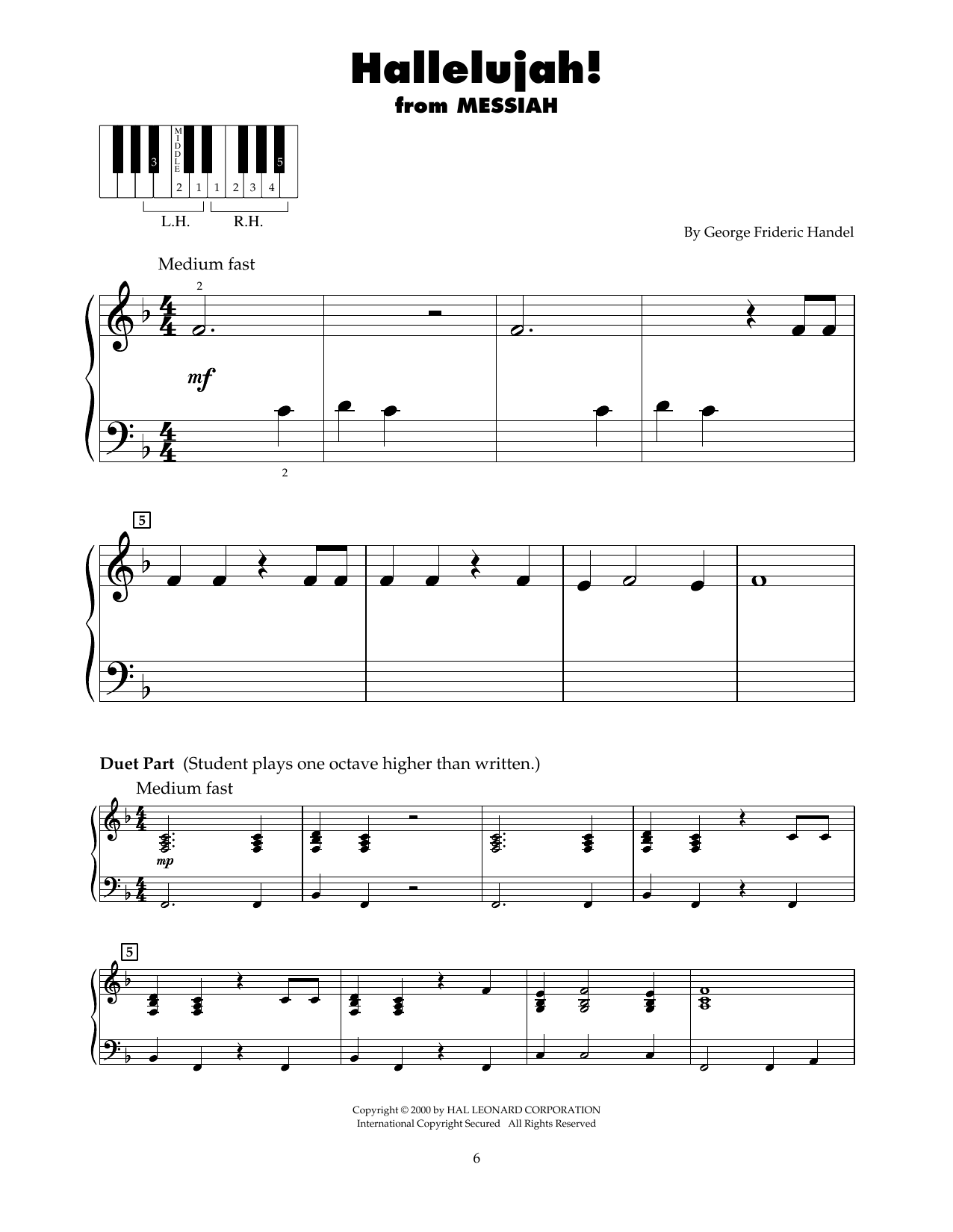 Download George Frideric Handel Hallelujah Chorus (arr. Carol Klose) Sheet Music and learn how to play 5-Finger Piano PDF digital score in minutes