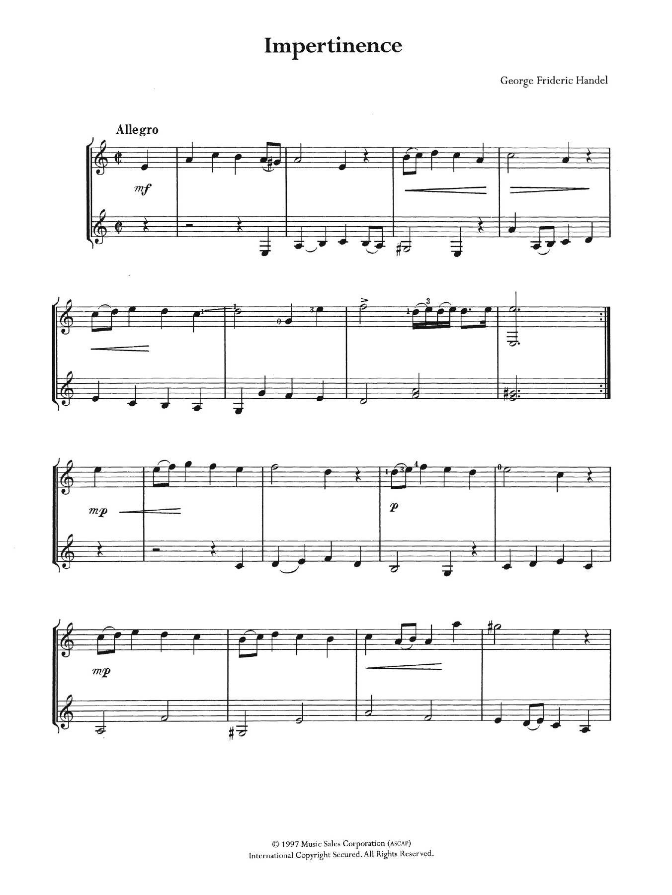 Download George Frideric Handel Impertinence Sheet Music and learn how to play Guitar PDF digital score in minutes
