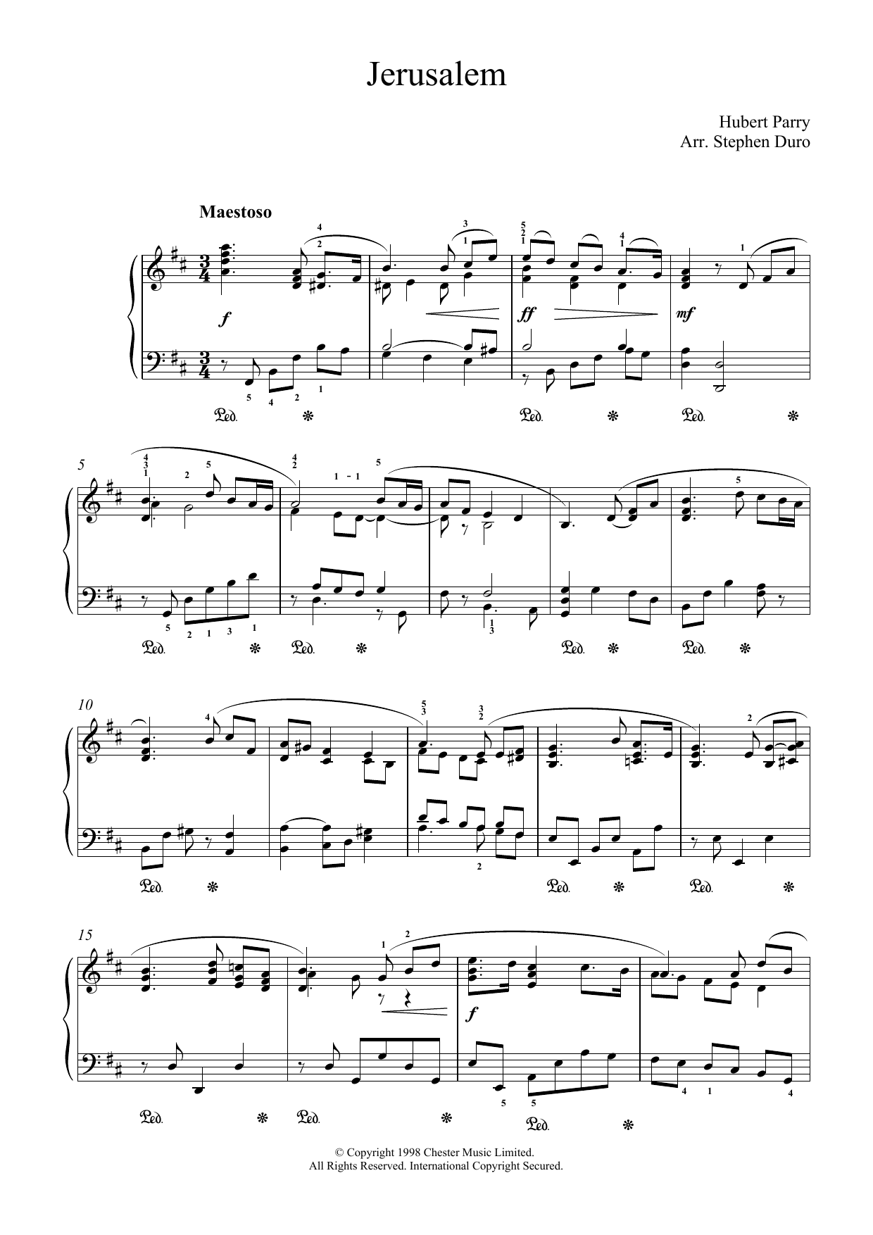 Download Hubert Parry Jerusalem Sheet Music and learn how to play Piano PDF digital score in minutes