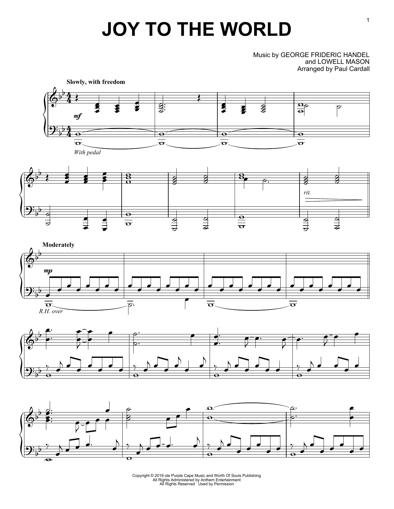 Download George Frideric Handel Joy To The World (arr. Paul Cardall) Sheet Music and learn how to play Piano Solo PDF digital score in minutes