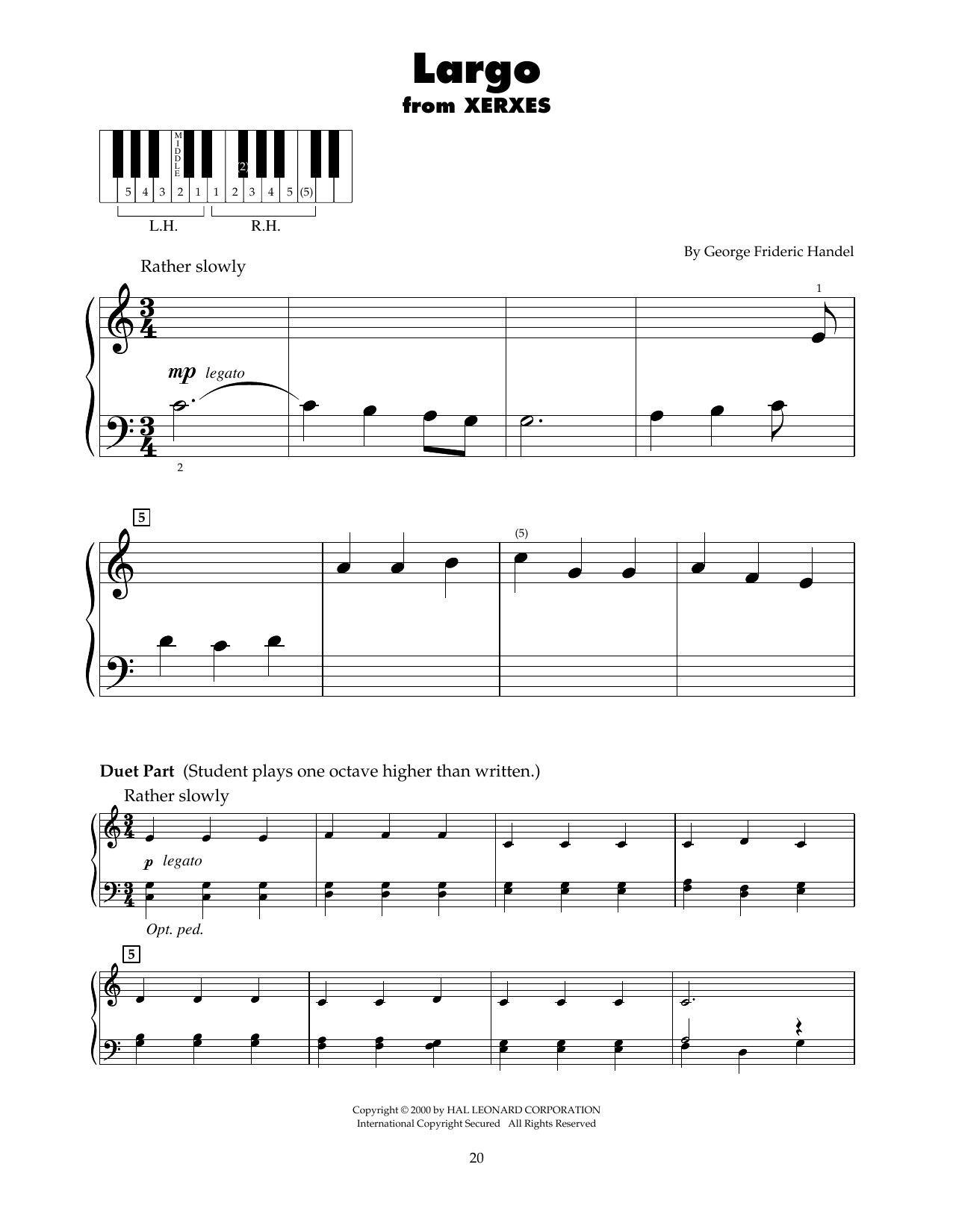 Download George Frideric Handel Largo (arr. Carol Klose) Sheet Music and learn how to play 5-Finger Piano PDF digital score in minutes