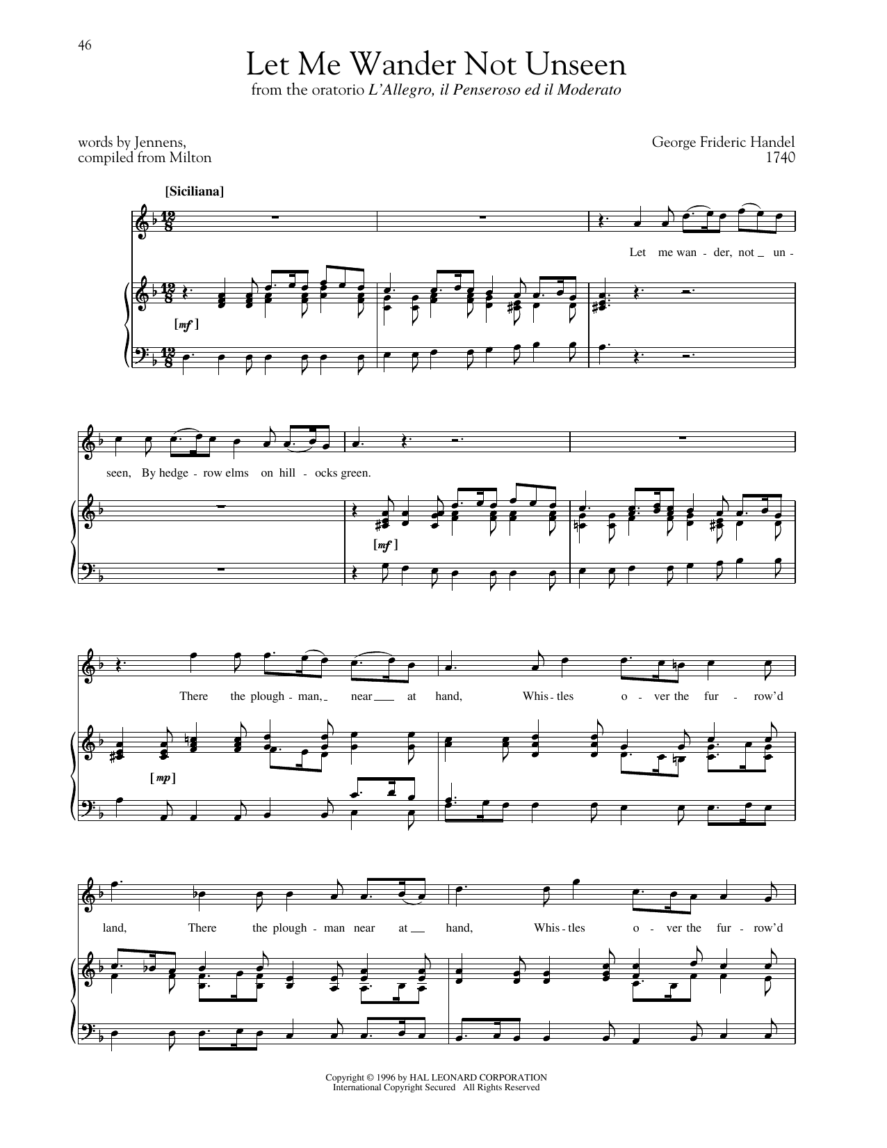 Download George Frideric Handel Let Me Wander Not Unseen Sheet Music and learn how to play Piano & Vocal PDF digital score in minutes