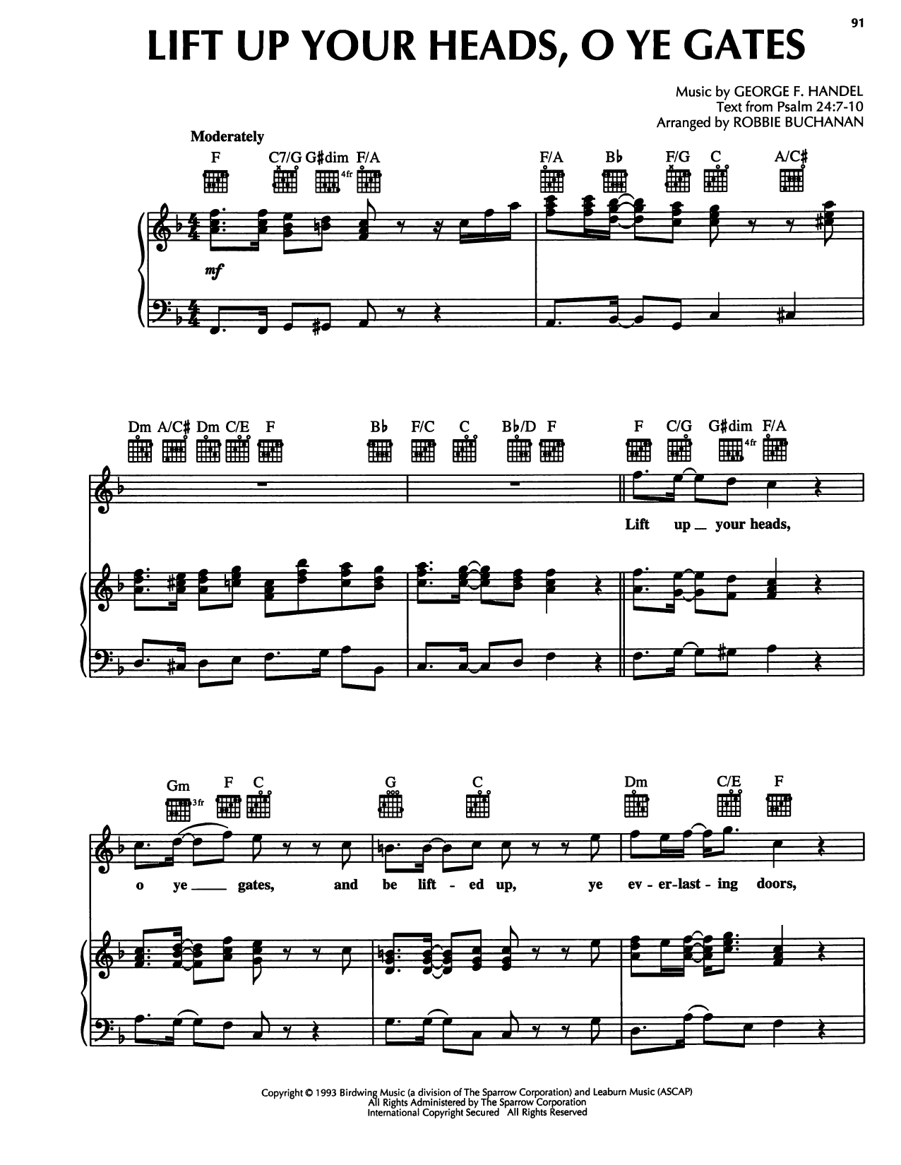 Download George Frideric Handel Lift Up Your Heads, O Ye Gates Sheet Music and learn how to play Piano, Vocal & Guitar Chords (Right-Hand Melody) PDF digital score in minutes