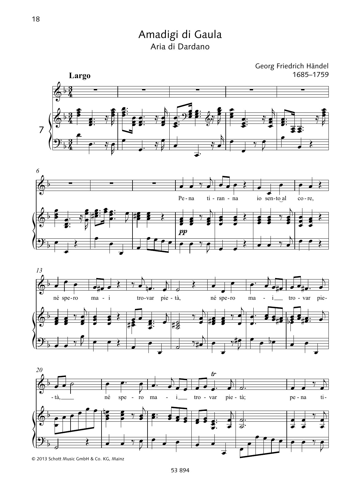 Download George Frideric Handel Pena tirana Sheet Music and learn how to play Piano & Vocal PDF digital score in minutes