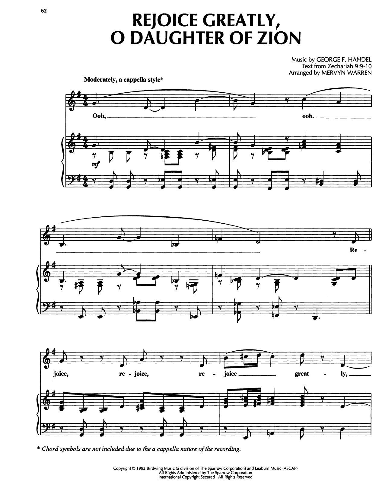 Download George Frideric Handel Rejoice Greatly, O Daughter Of Zion Sheet Music and learn how to play Piano, Vocal & Guitar Chords (Right-Hand Melody) PDF digital score in minutes