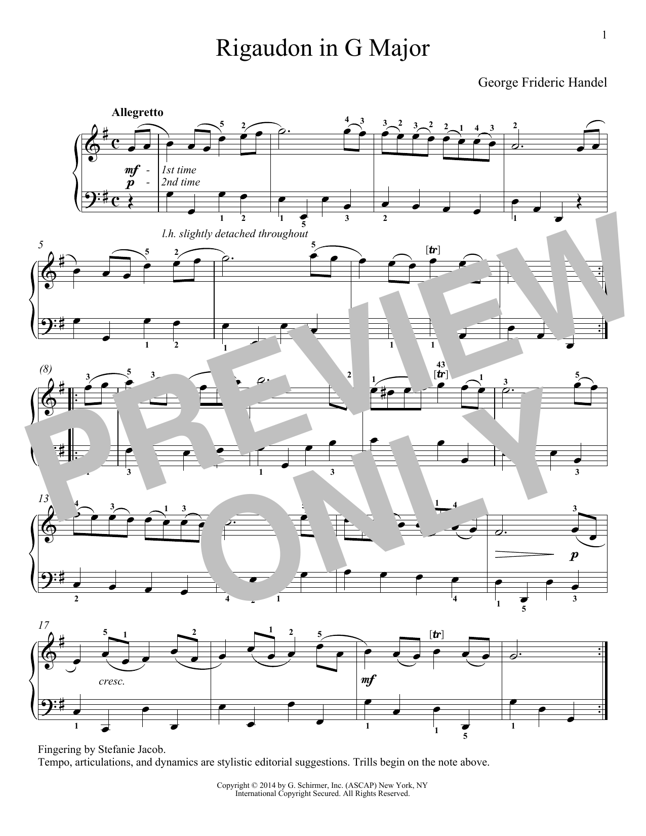 Download George Frideric Handel Rigaudon Sheet Music and learn how to play Piano Solo PDF digital score in minutes