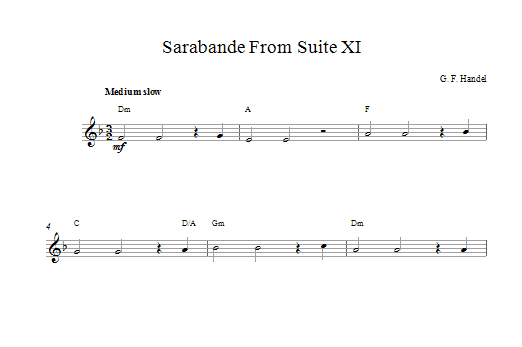 Download George Frideric Handel Sarabande (from Suite XI) Sheet Music and learn how to play Flute PDF digital score in minutes