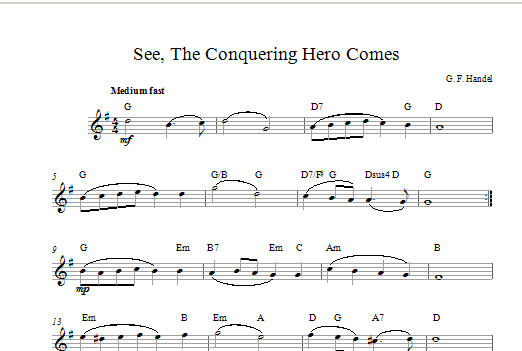 Download George Frideric Handel See The Conquering Hero Comes Sheet Music and learn how to play Keyboard PDF digital score in minutes