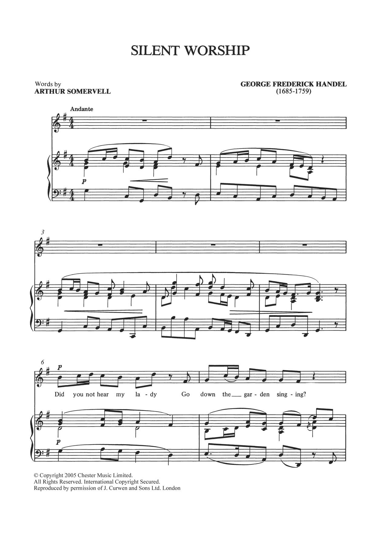 Download George Frideric Handel Silent Worship (from Tolmeo HWV25) Sheet Music and learn how to play Piano & Vocal PDF digital score in minutes