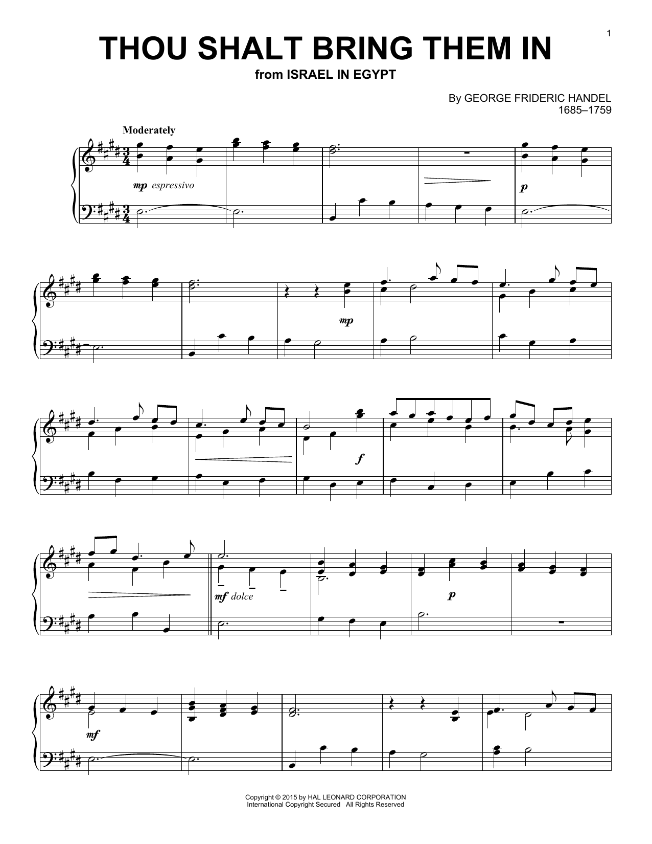 Download George Frideric Handel Thou Shalt Bring Them In Sheet Music and learn how to play Piano PDF digital score in minutes