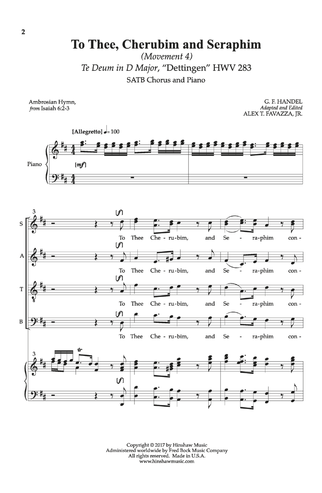 Download George Frideric Handel To Thee, Cherubim And Seraphim Sheet Music and learn how to play Choral PDF digital score in minutes