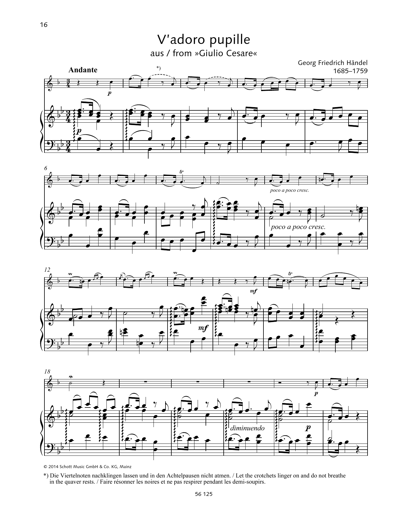 Download George Frideric Handel V'adoro Pupille Sheet Music and learn how to play Brass Solo PDF digital score in minutes