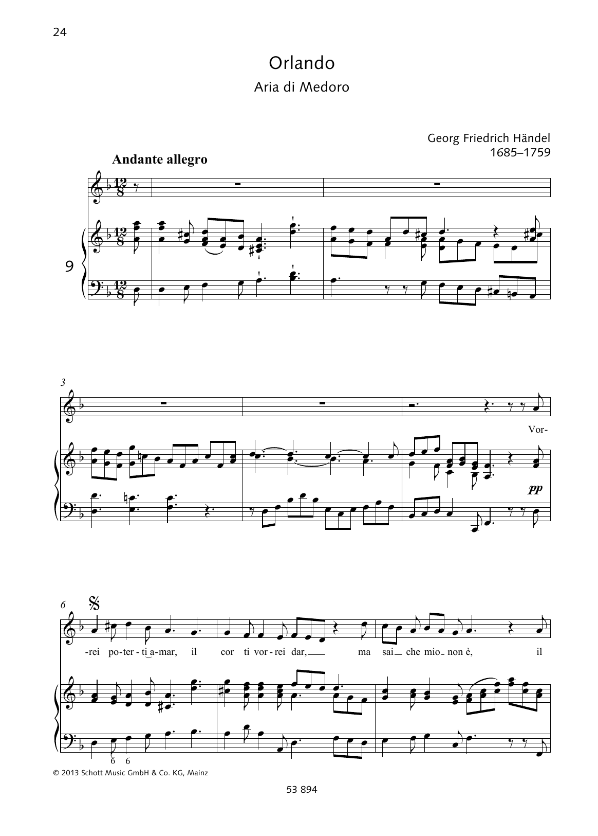 Download George Frideric Handel Vorrei poterti amar Sheet Music and learn how to play Piano & Vocal PDF digital score in minutes