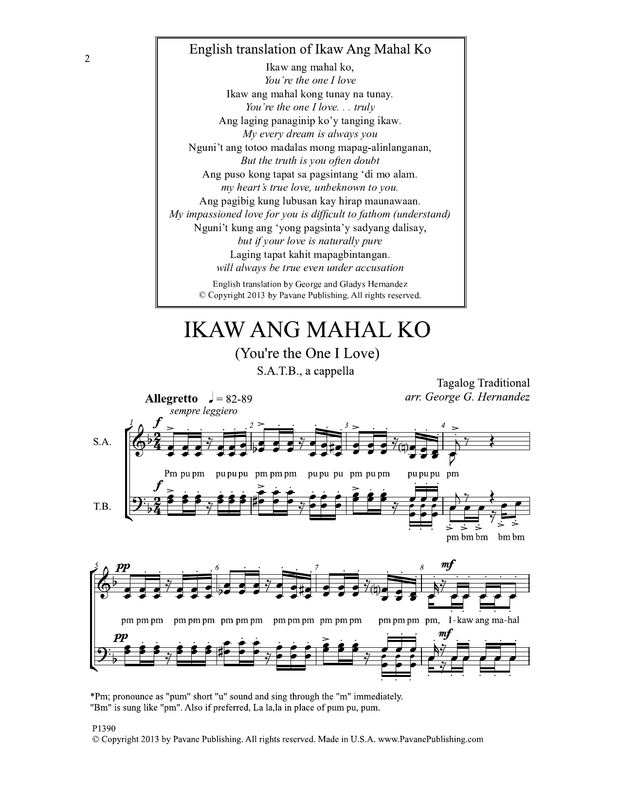 Download George G. Hernandez Ikaw Ang Mahal Ko Sheet Music and learn how to play SATB Choir PDF digital score in minutes