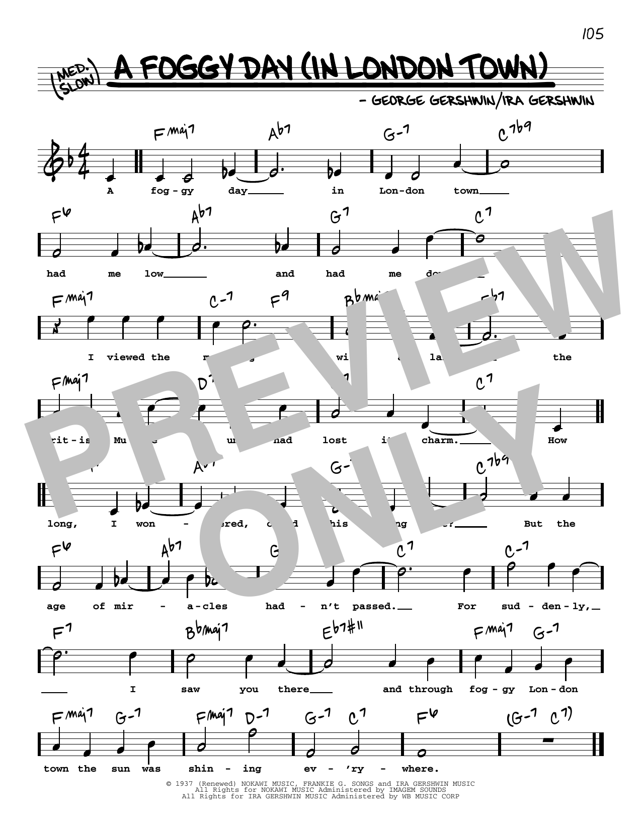 Download George Gershwin & Ira Gershwin A Foggy Day (In London Town) (High Voice) (from A Damsel In Distress) Sheet Music and learn how to play Real Book – Melody, Lyrics & Chords PDF digital score in minutes