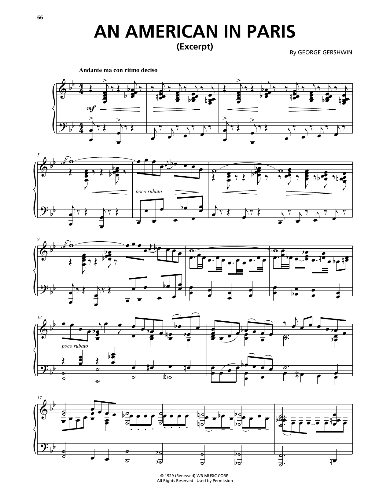 Download George Gershwin & Ira Gershwin An American In Paris (from An American In Paris) Sheet Music and learn how to play Piano Solo PDF digital score in minutes
