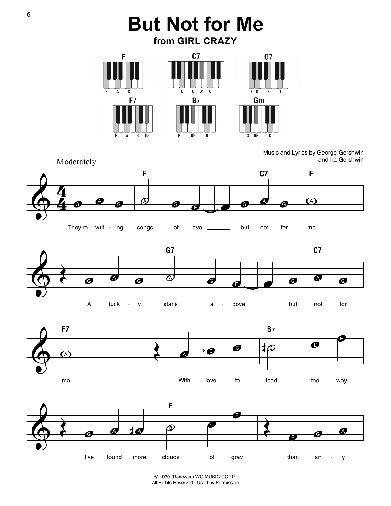 Download George Gershwin But Not For Me Sheet Music and learn how to play Super Easy Piano PDF digital score in minutes