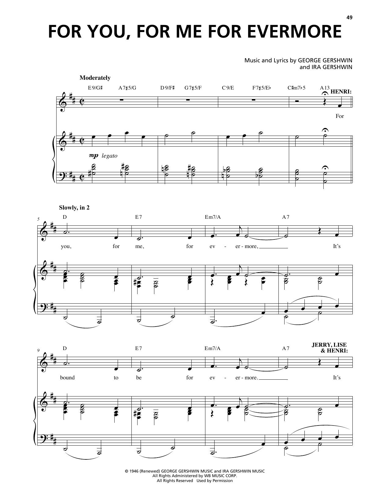 Download George Gershwin & Ira Gershwin For You, For Me For Evermore (from An American In Paris) Sheet Music and learn how to play Piano & Vocal PDF digital score in minutes