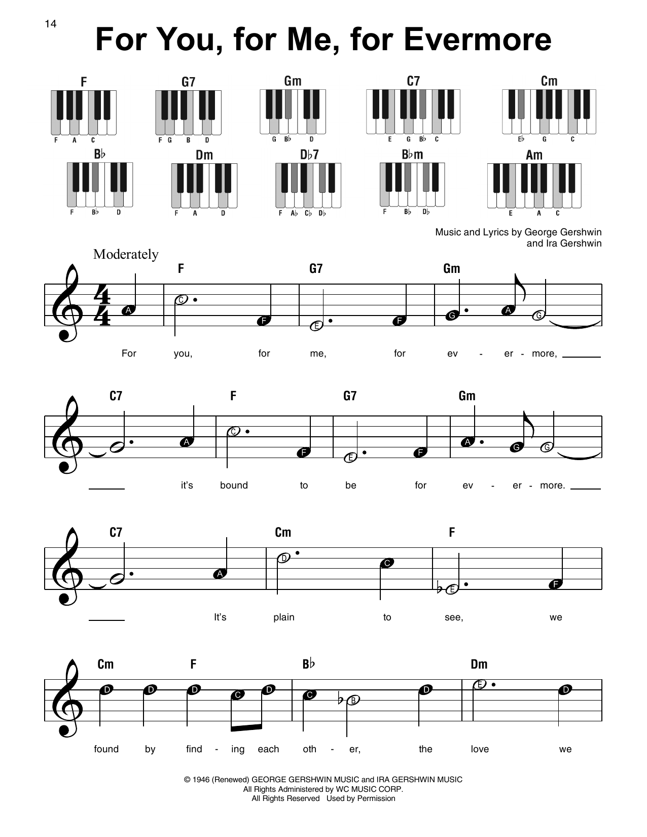 Download George Gershwin & Ira Gershwin For You, For Me For Evermore Sheet Music and learn how to play Super Easy Piano PDF digital score in minutes