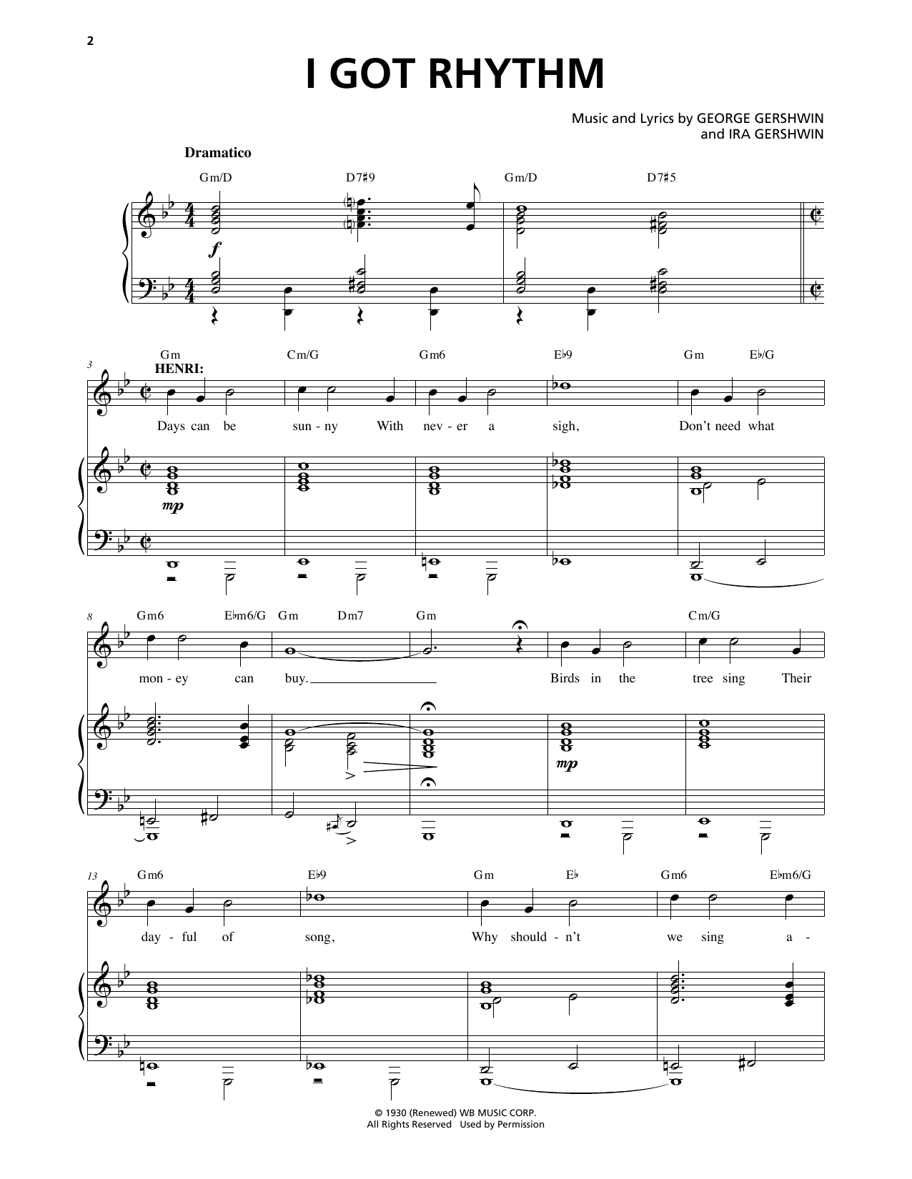 Download George Gershwin & Ira Gershwin I Got Rhythm (from An American In Paris) Sheet Music and learn how to play Piano & Vocal PDF digital score in minutes