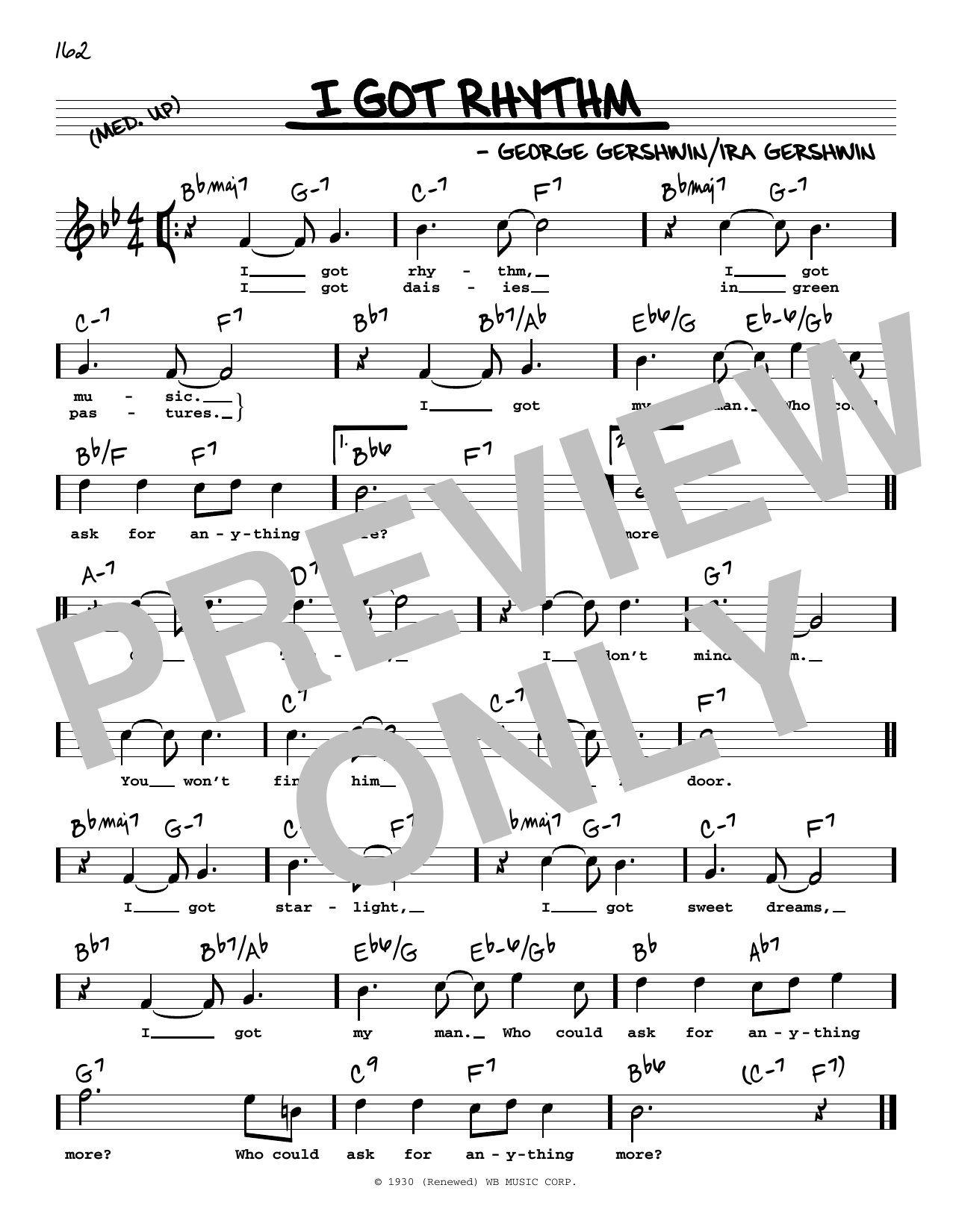 Download George Gershwin & Ira Gershwin I Got Rhythm (High Voice) (from An American In Paris) Sheet Music and learn how to play Real Book – Melody, Lyrics & Chords PDF digital score in minutes