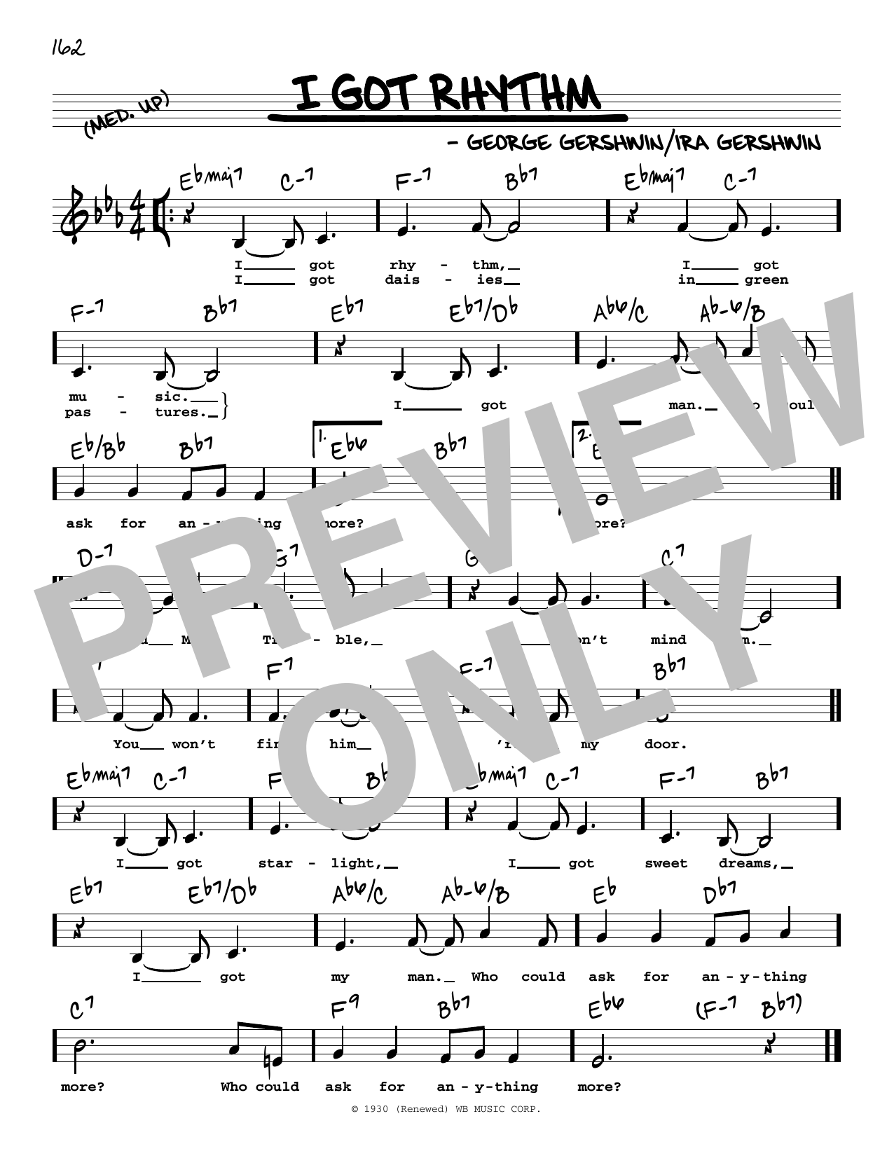 Download George Gershwin & Ira Gershwin I Got Rhythm (Low Voice) Sheet Music and learn how to play Real Book – Melody, Lyrics & Chords PDF digital score in minutes