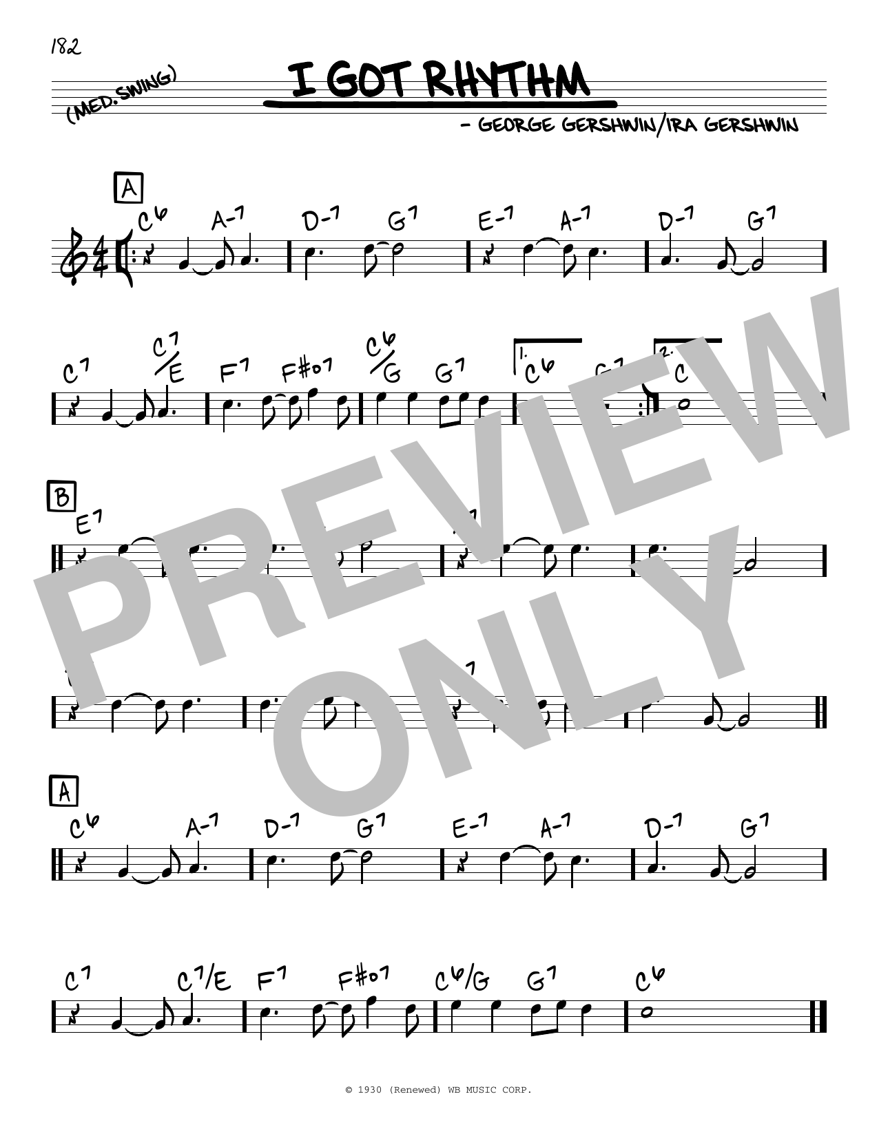 Download George Gershwin & Ira Gershwin I Got Rhythm Sheet Music and learn how to play Real Book – Melody & Chords PDF digital score in minutes