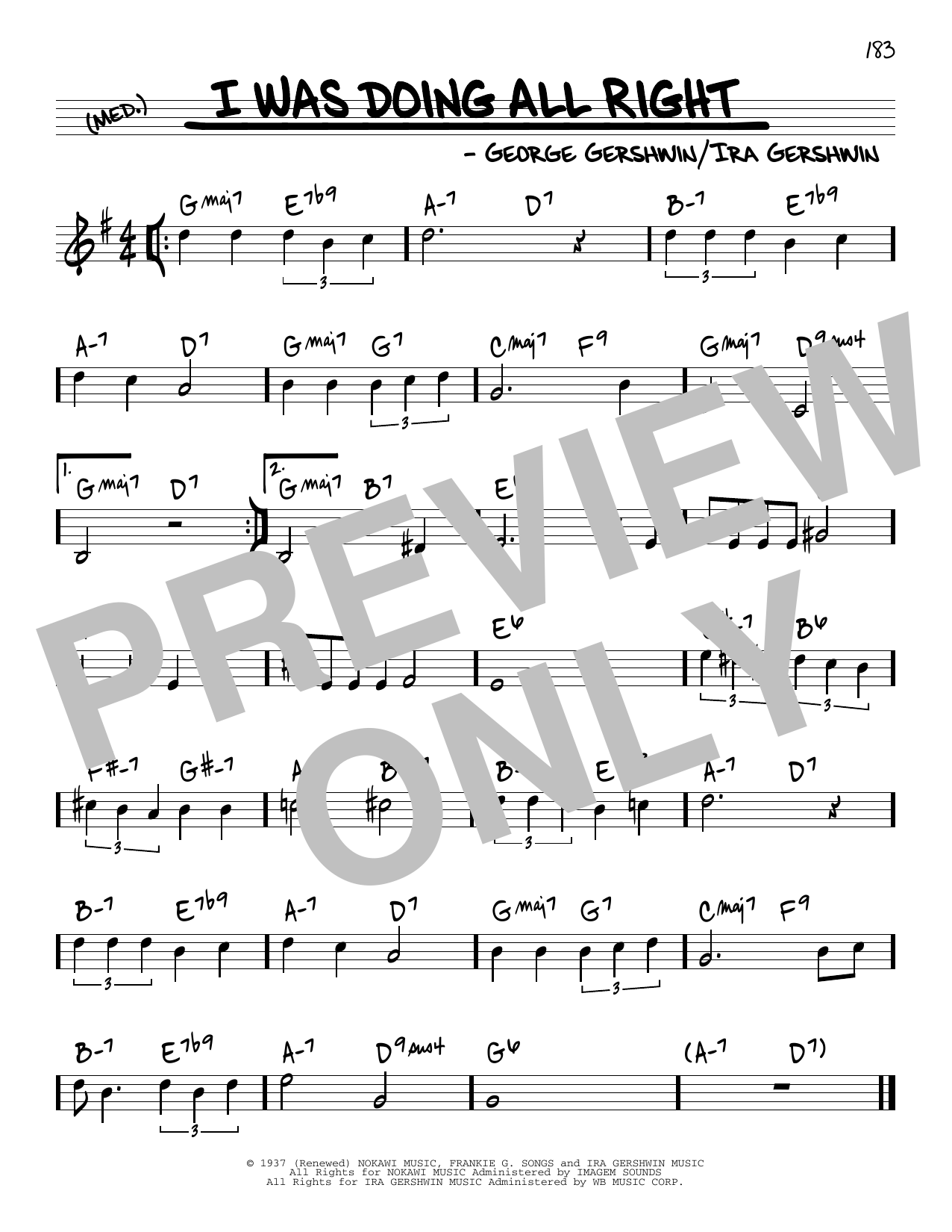 Download George Gershwin & Ira Gershwin I Was Doing All Right Sheet Music and learn how to play Real Book – Melody & Chords PDF digital score in minutes