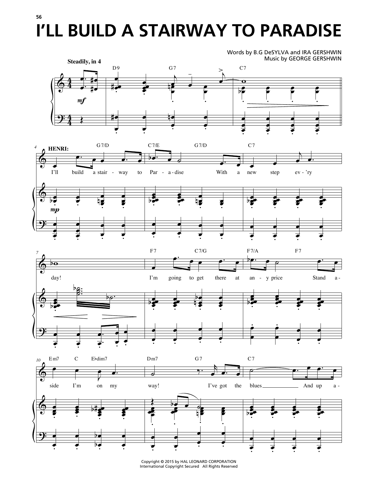 Download George Gershwin & Ira Gershwin I'll Build A Stairway To Paradise (from An American In Paris) Sheet Music and learn how to play Piano & Vocal PDF digital score in minutes