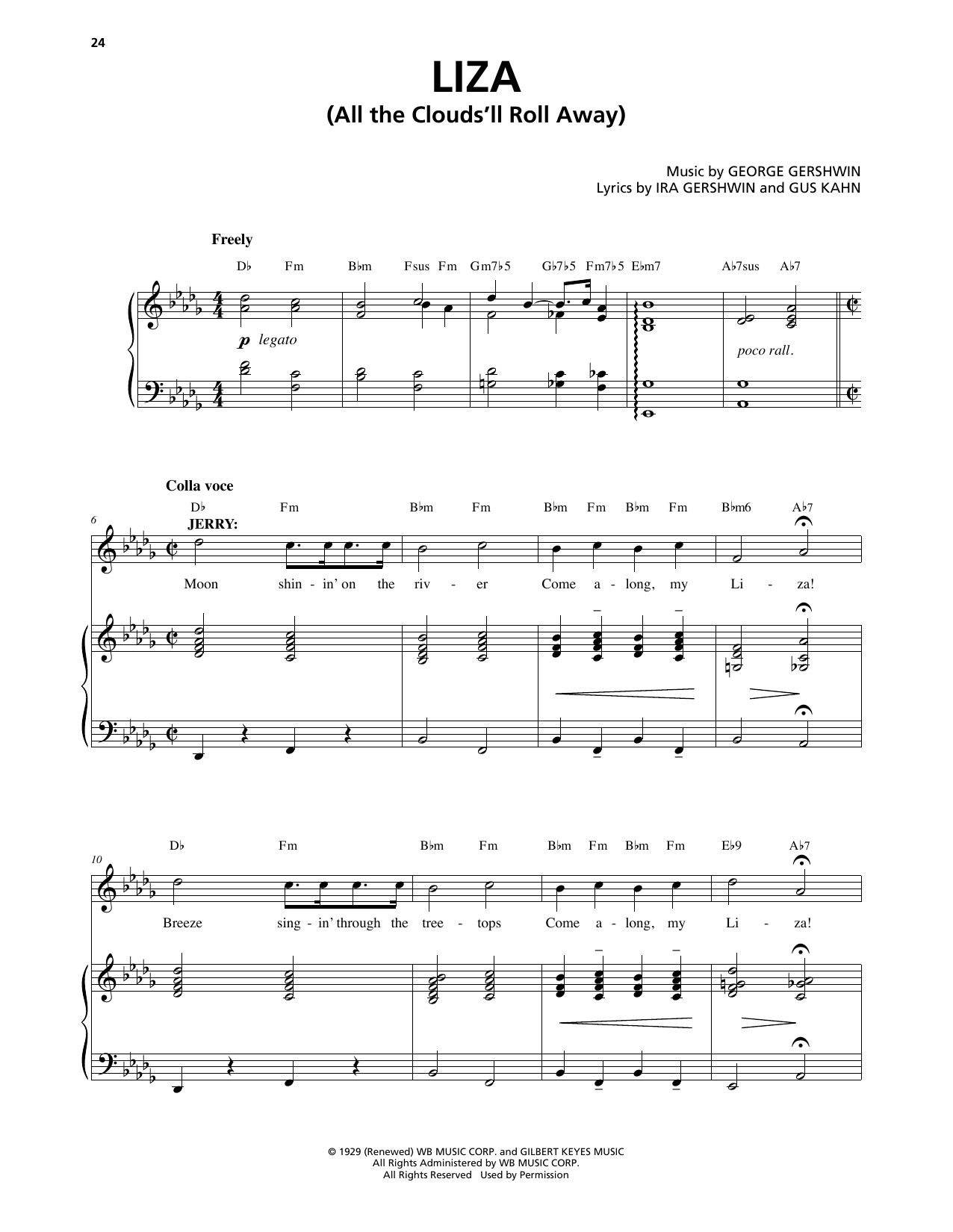 Download George Gershwin & Ira Gershwin Liza (All The Clouds'll Roll Away) (from An American In Paris) Sheet Music and learn how to play Piano & Vocal PDF digital score in minutes