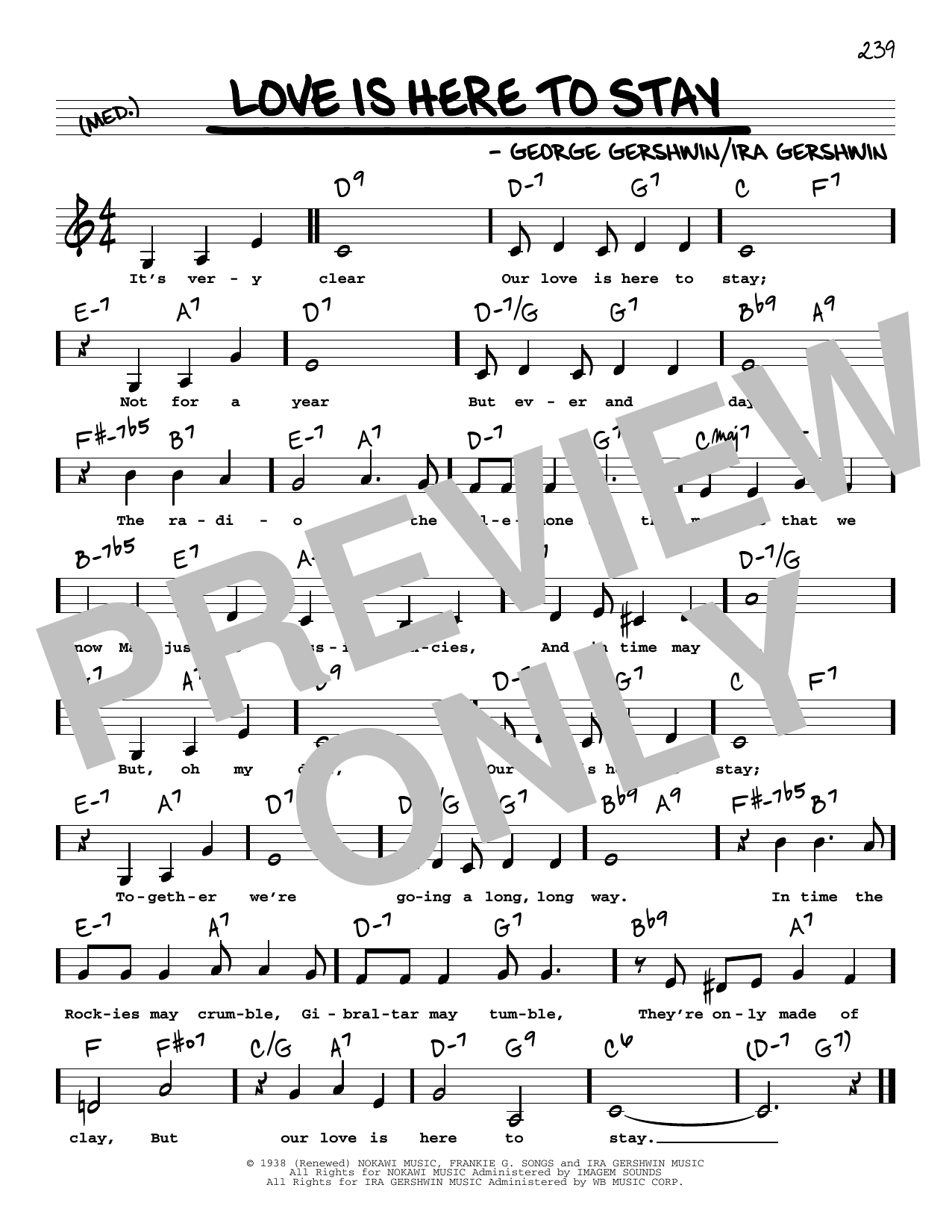 Download George Gershwin & Ira Gershwin Love Is Here To Stay (Low Voice) Sheet Music and learn how to play Real Book – Melody, Lyrics & Chords PDF digital score in minutes