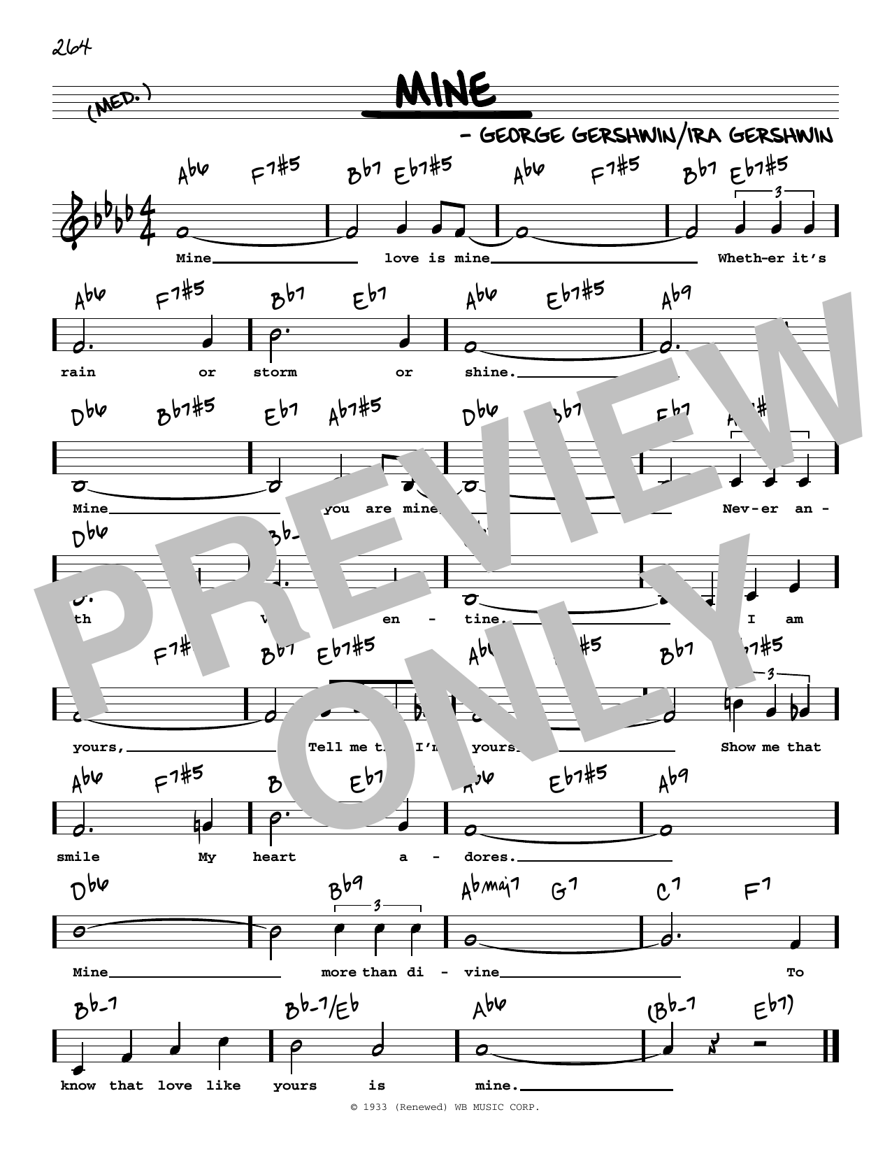 Download George Gershwin & Ira Gershwin Mine (Low Voice) Sheet Music and learn how to play Real Book – Melody, Lyrics & Chords PDF digital score in minutes