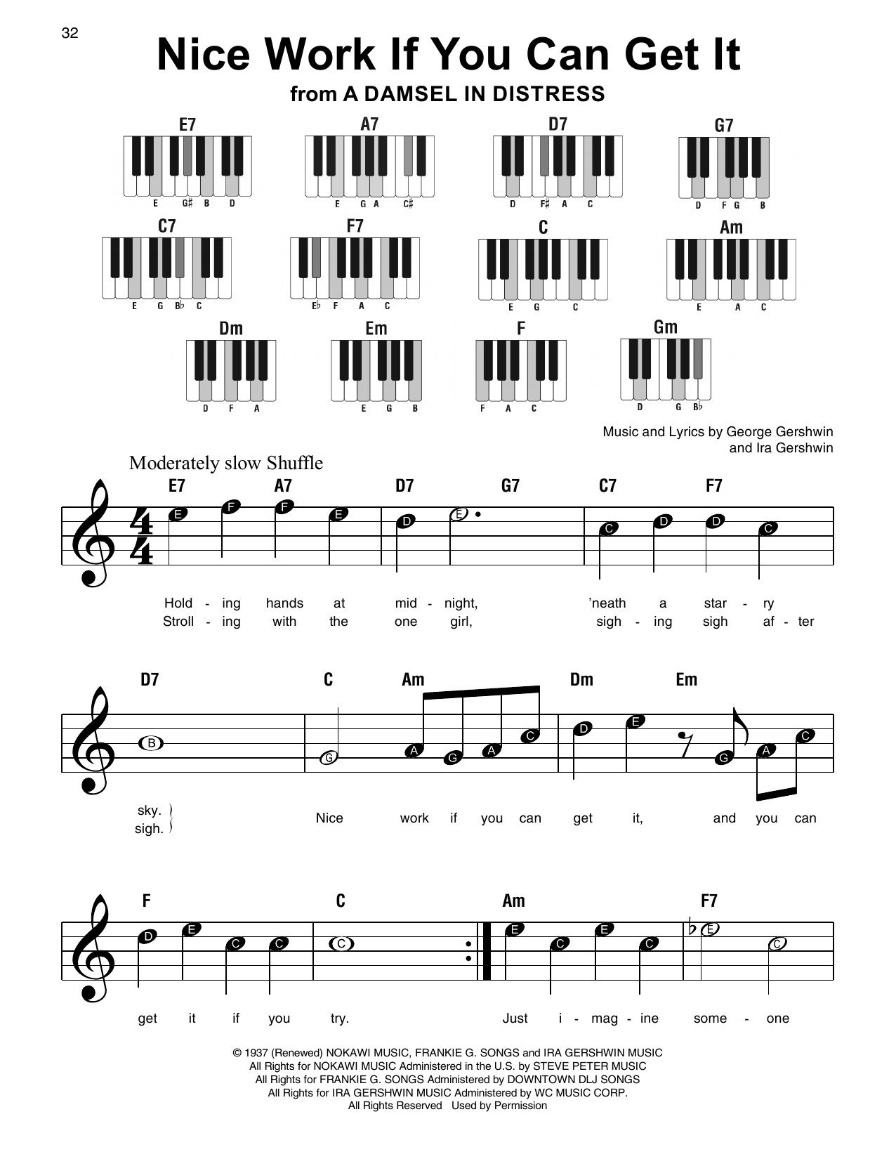 Download George Gershwin & Ira Gershwin Nice Work If You Can Get It (from A Damsel In Distress) Sheet Music and learn how to play Super Easy Piano PDF digital score in minutes