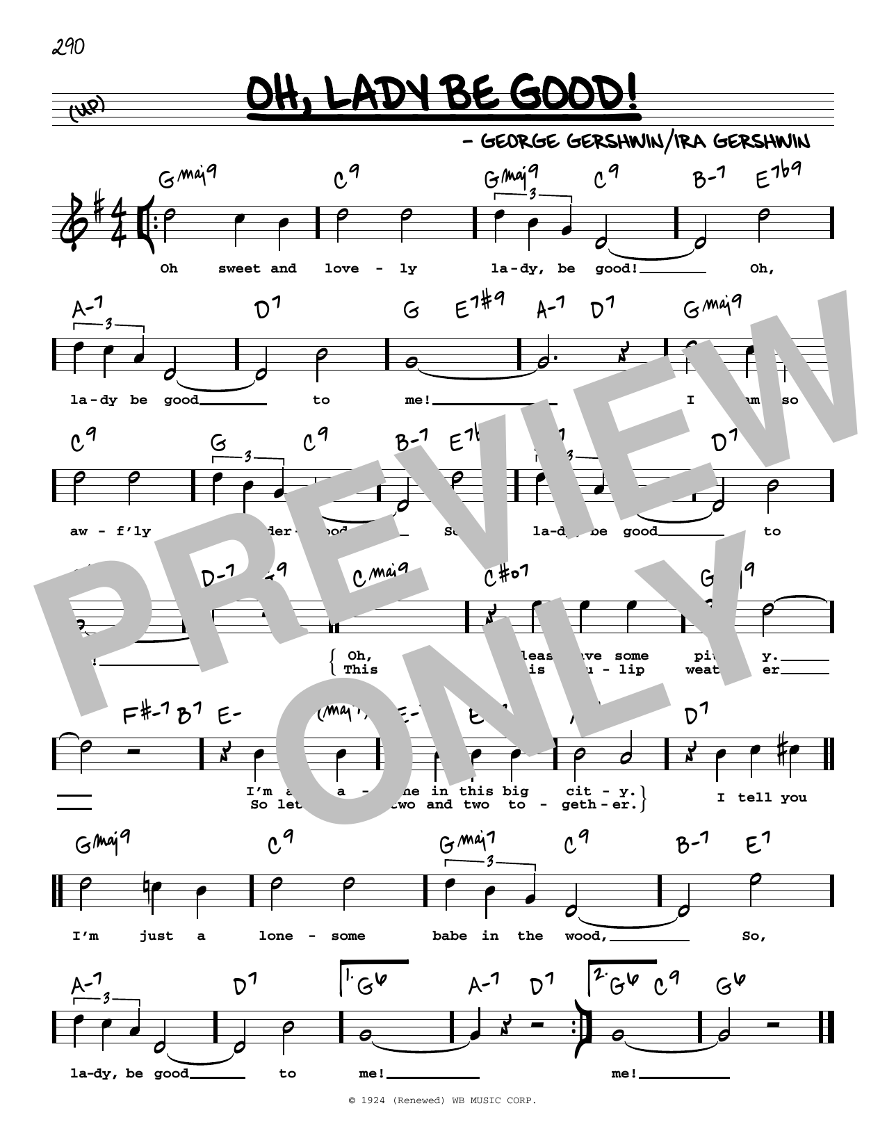 Download George Gershwin & Ira Gershwin Oh, Lady Be Good! (High Voice) (from Lady, Be Good!) Sheet Music and learn how to play Real Book – Melody, Lyrics & Chords PDF digital score in minutes