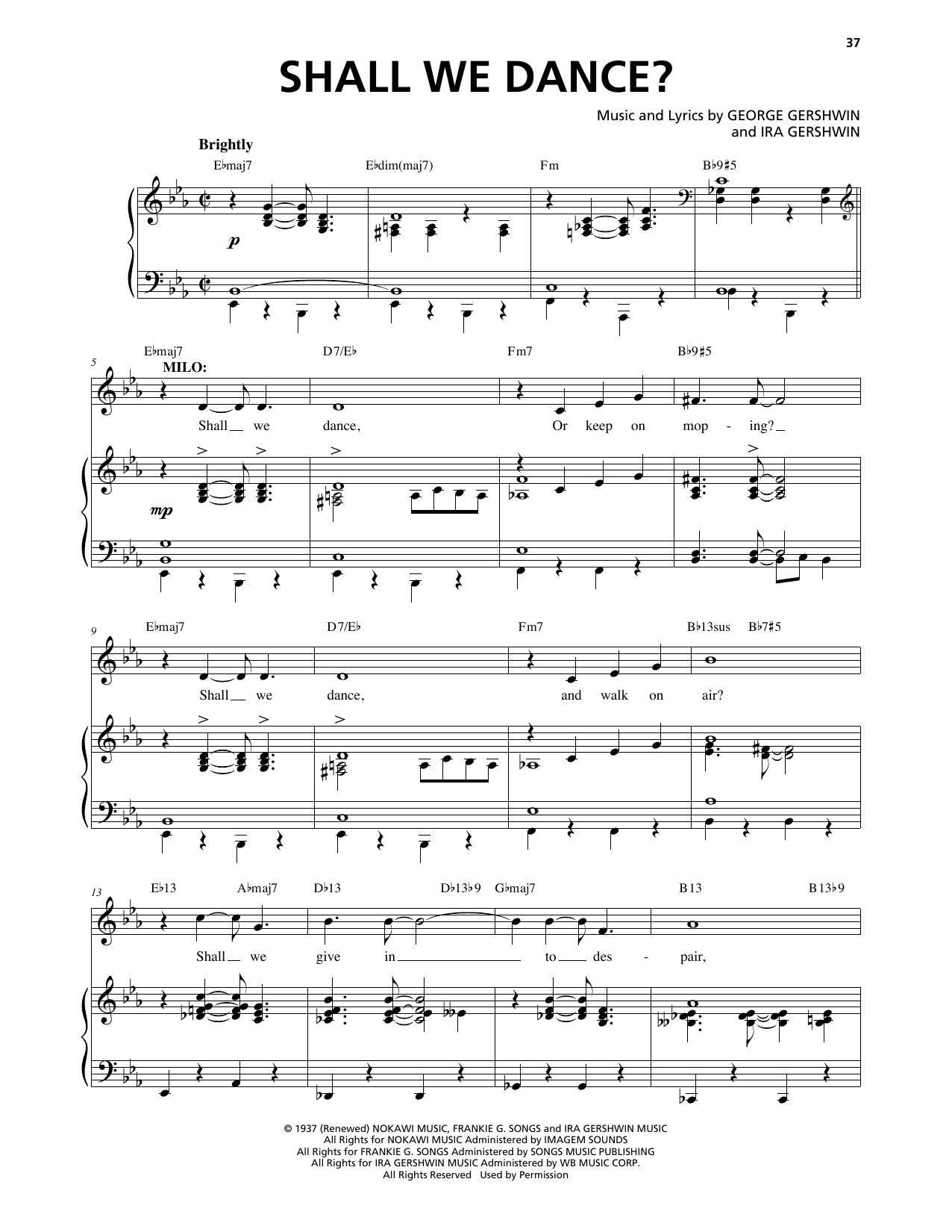 Download George Gershwin & Ira Gershwin Shall We Dance? (from An American In Paris) Sheet Music and learn how to play Piano & Vocal PDF digital score in minutes