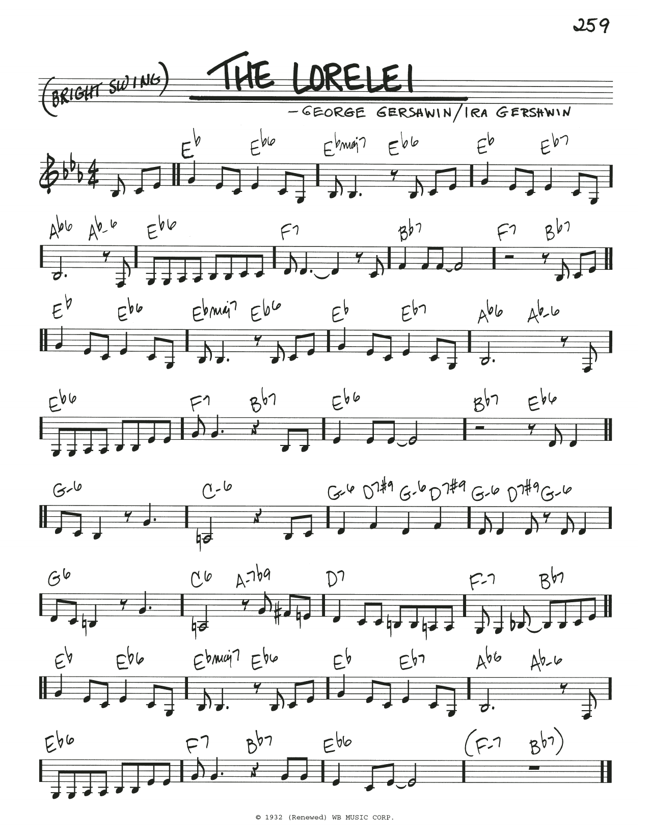 Download George Gershwin & Ira Gershwin The Lorelei Sheet Music and learn how to play Real Book – Melody & Chords PDF digital score in minutes