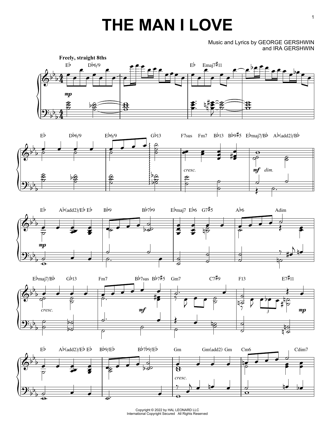 Download George Gershwin & Ira Gershwin The Man I Love [Jazz version] (from Lady Be Good) (arr. Brent Edstrom) Sheet Music and learn how to play Piano Solo PDF digital score in minutes