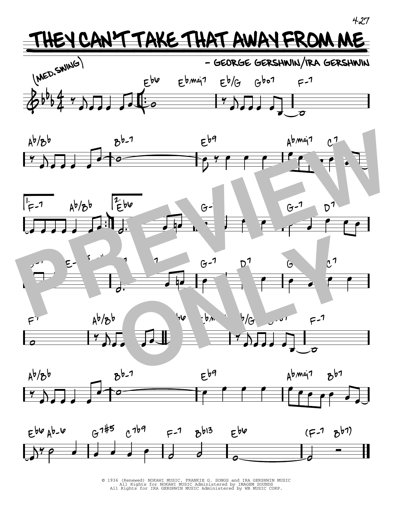 Download George Gershwin & Ira Gershwin They Can't Take That Away From Me Sheet Music and learn how to play Real Book – Melody & Chords PDF digital score in minutes