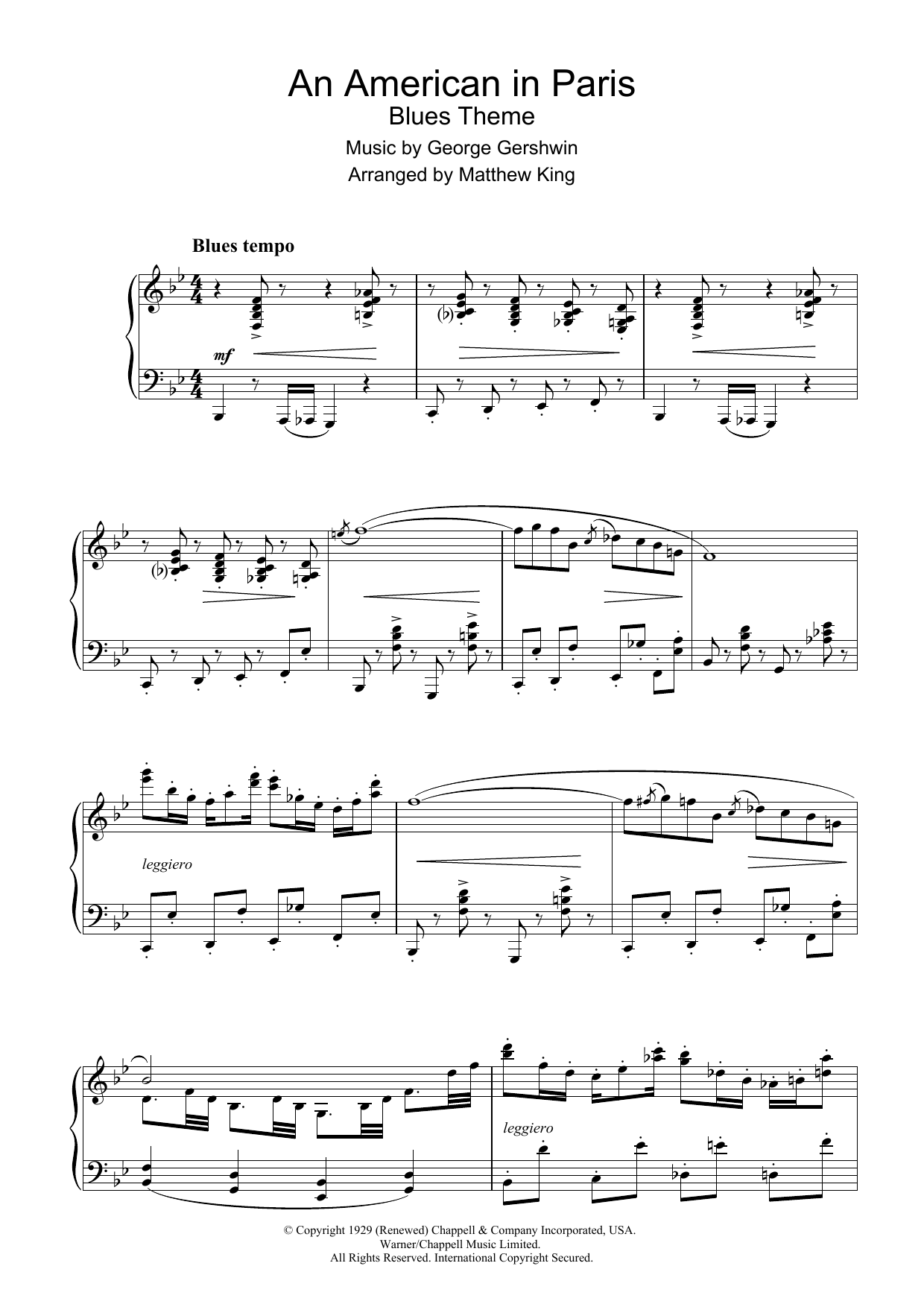 Download George Gershwin An American In Paris Sheet Music and learn how to play Piano PDF digital score in minutes