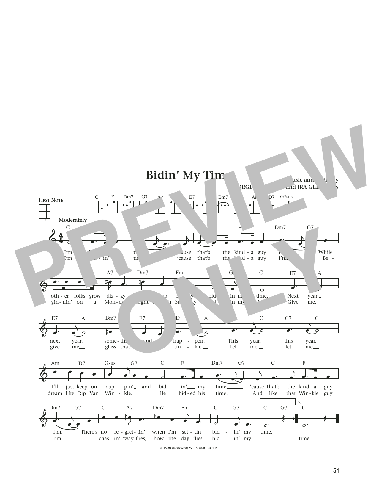 Download George Gershwin Bidin' My Time (from The Daily Ukulele) (arr. Jim Beloff) Sheet Music and learn how to play Ukulele PDF digital score in minutes