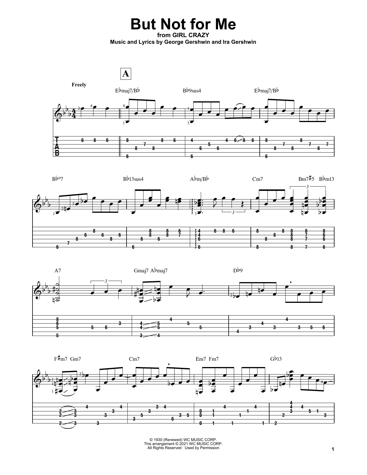 Download George Gershwin But Not For Me (arr. Matt Otten) Sheet Music and learn how to play Solo Guitar PDF digital score in minutes