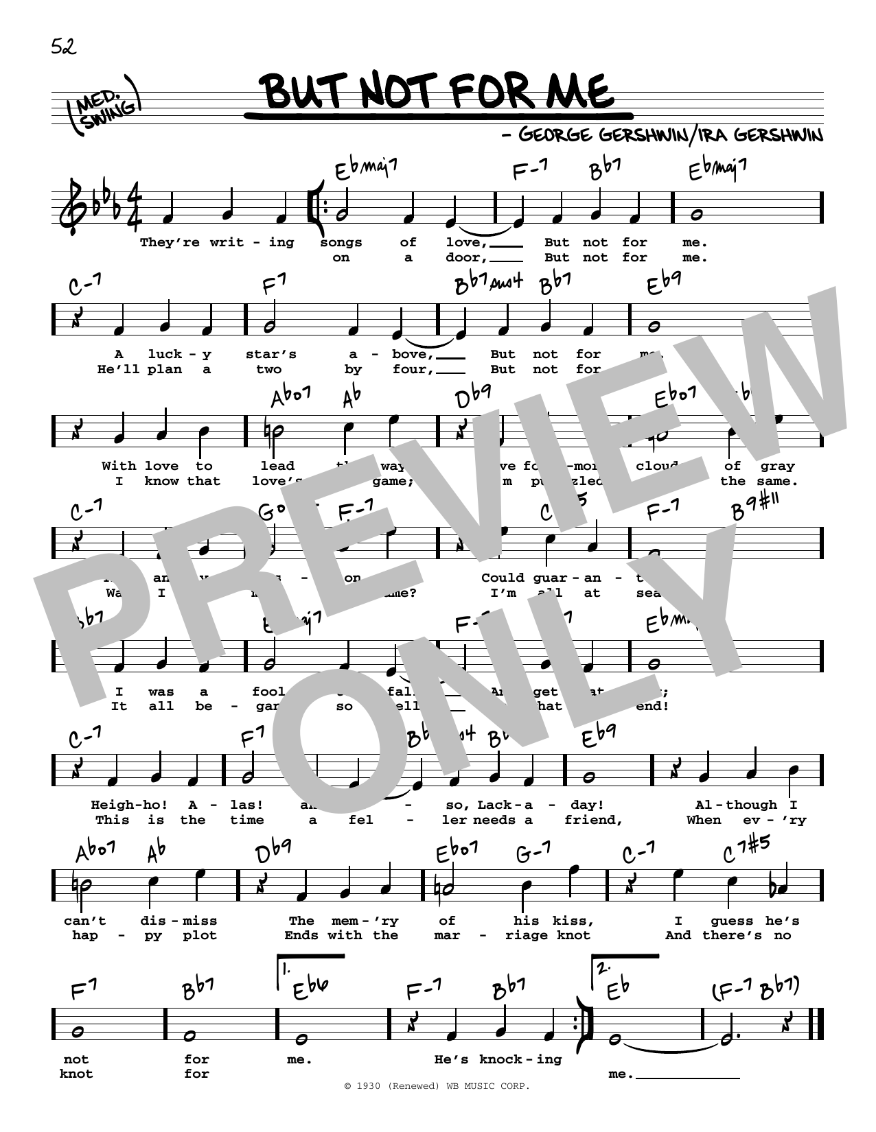 Download George Gershwin But Not For Me (High Voice) Sheet Music and learn how to play Real Book – Melody, Lyrics & Chords PDF digital score in minutes