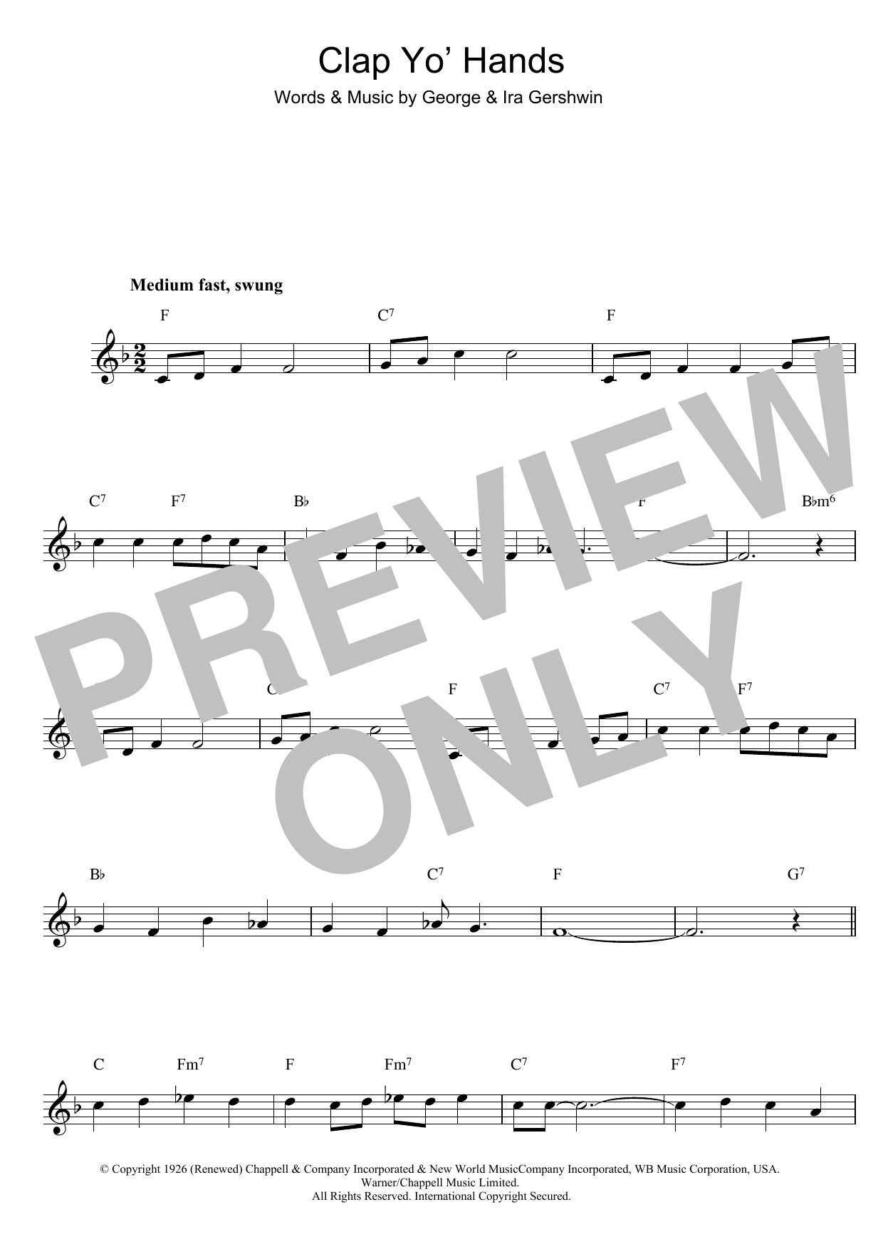 Download George Gershwin Clap Yo' Hands Sheet Music and learn how to play Piano, Vocal & Guitar (Right-Hand Melody) PDF digital score in minutes