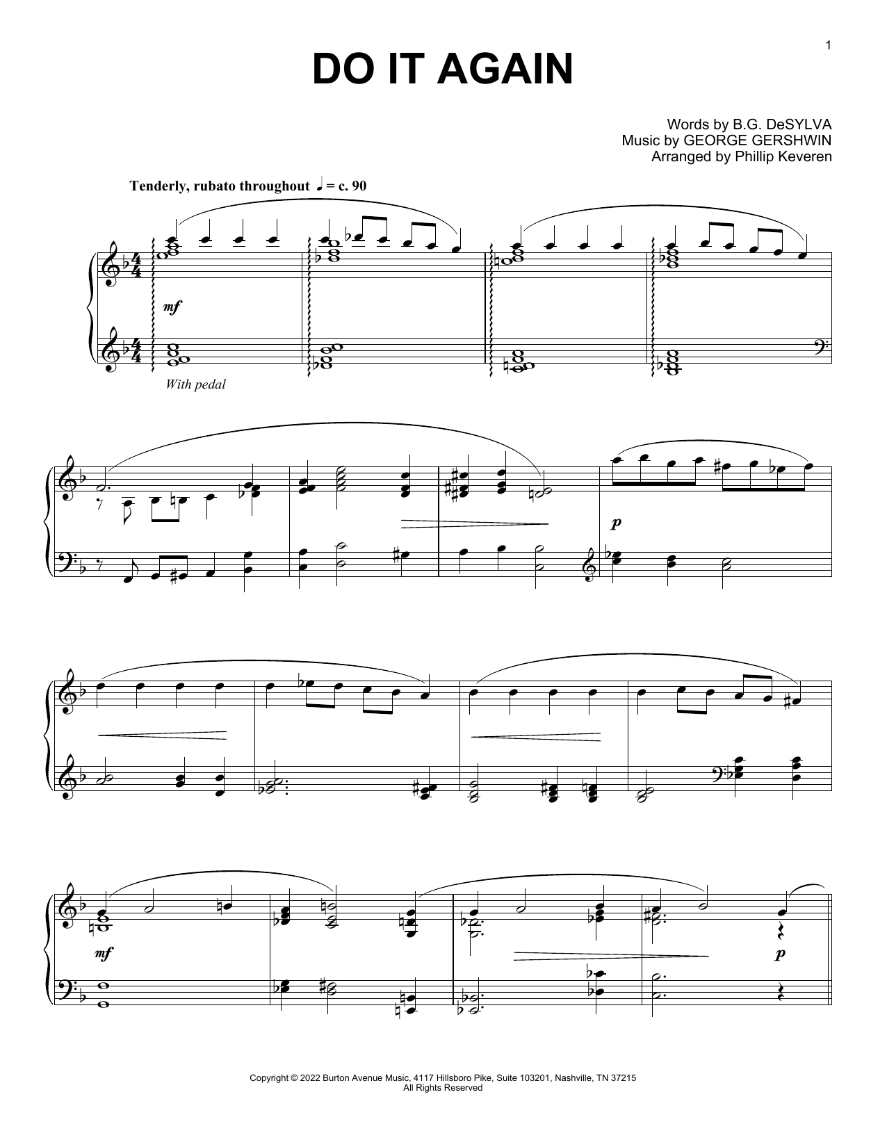 Download George Gershwin Do It Again (arr. Phillip Keveren) Sheet Music and learn how to play Piano Solo PDF digital score in minutes