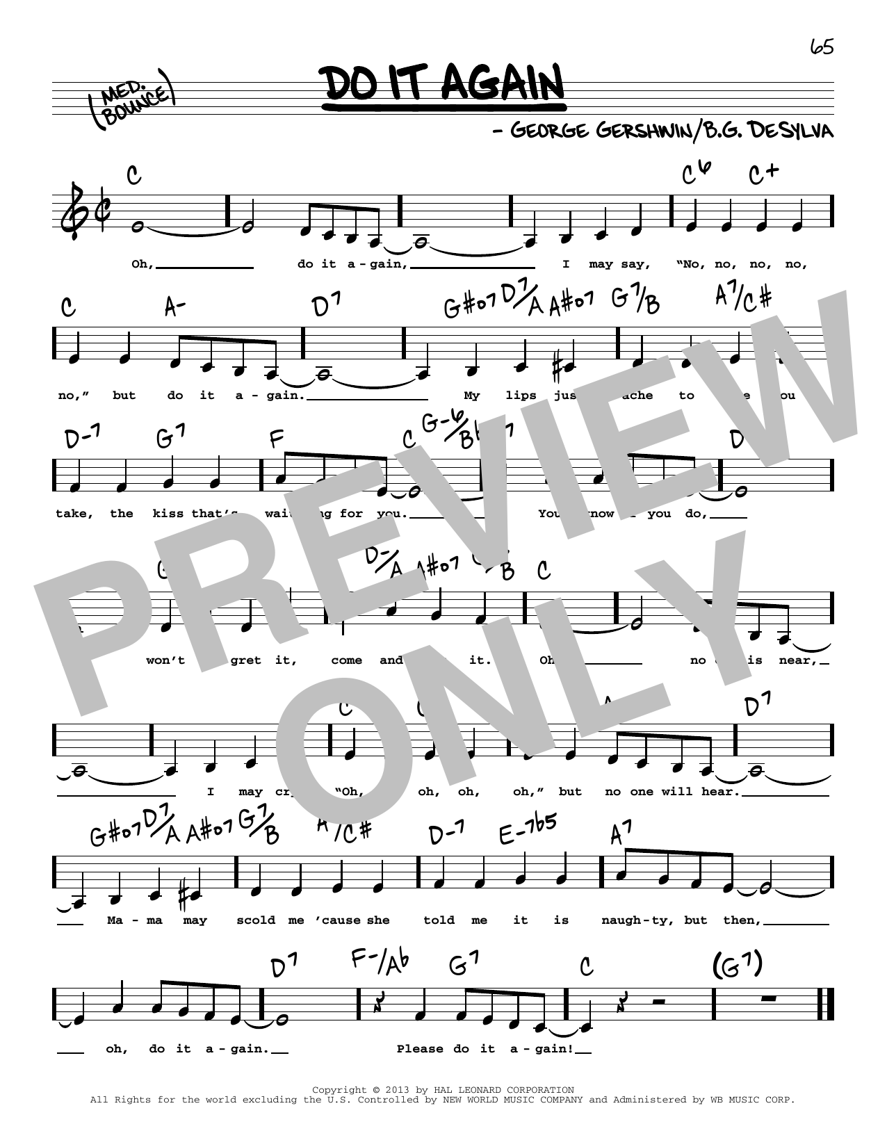 Download George Gershwin Do It Again (Low Voice) Sheet Music and learn how to play Real Book – Melody, Lyrics & Chords PDF digital score in minutes