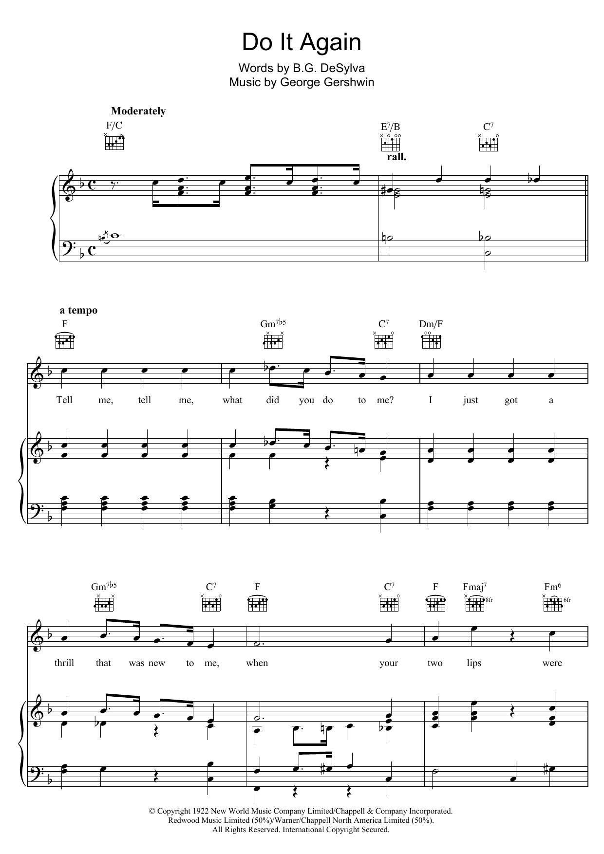 Download George Gershwin Do It Again Sheet Music and learn how to play Lead Sheet / Fake Book PDF digital score in minutes