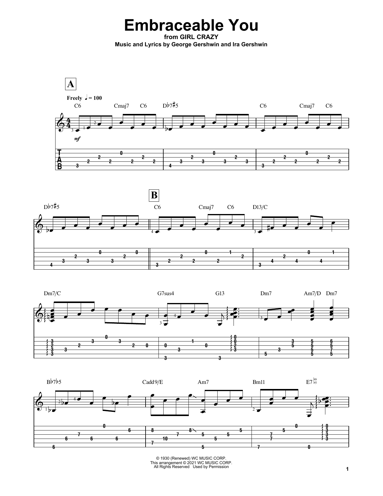 Download George Gershwin Embraceable You (arr. Matt Otten) Sheet Music and learn how to play Solo Guitar PDF digital score in minutes