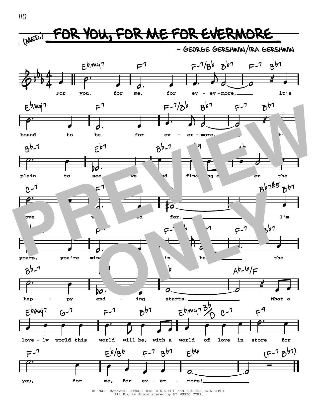 Download George Gershwin For You, For Me For Evermore (High Voice) Sheet Music and learn how to play Real Book – Melody, Lyrics & Chords PDF digital score in minutes