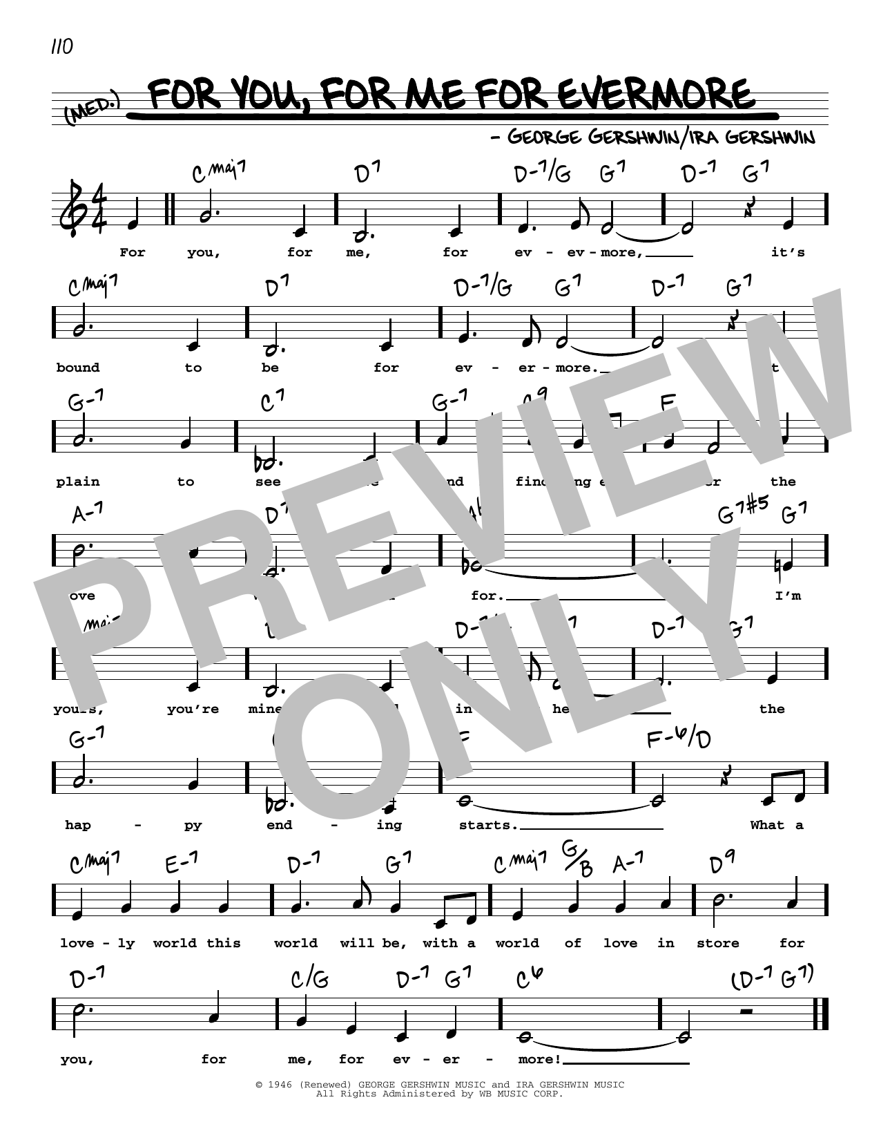 Download George Gershwin For You, For Me For Evermore (Low Voice) Sheet Music and learn how to play Real Book – Melody, Lyrics & Chords PDF digital score in minutes